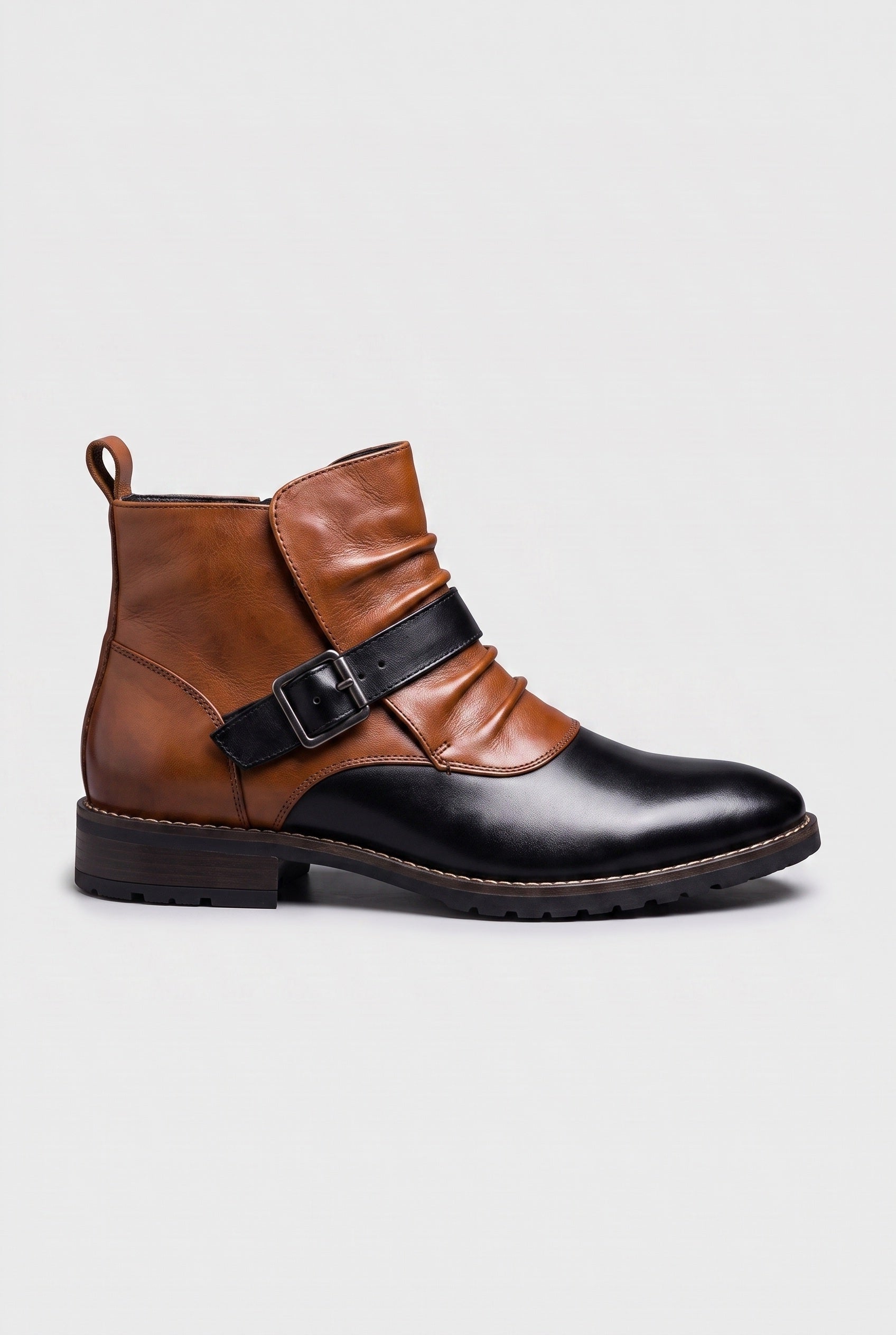 Men's Ankle Boots | Buckle Strap with Block Heel - 5