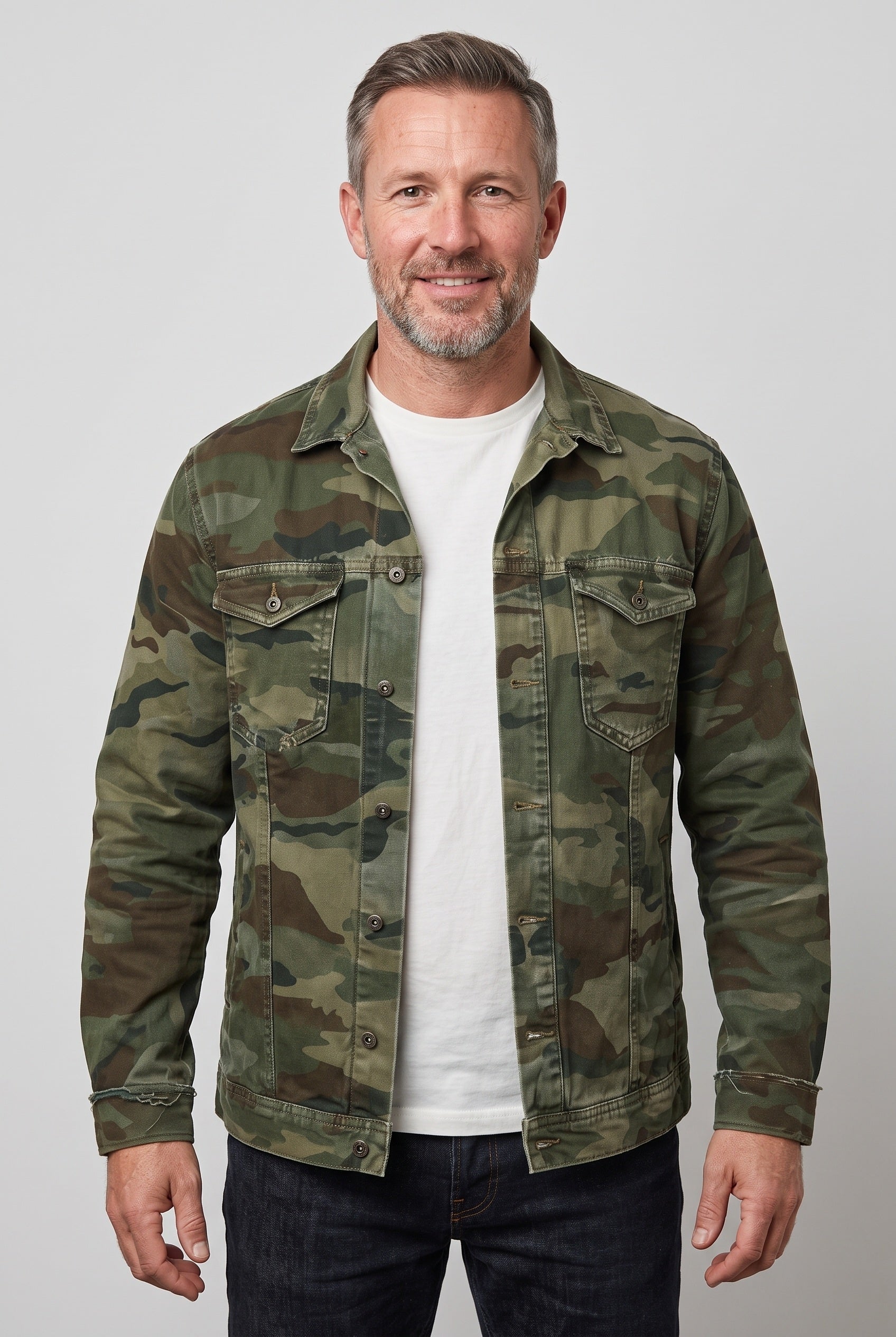 Men's Camo Jacket | Button Front Chest Pockets - 1
