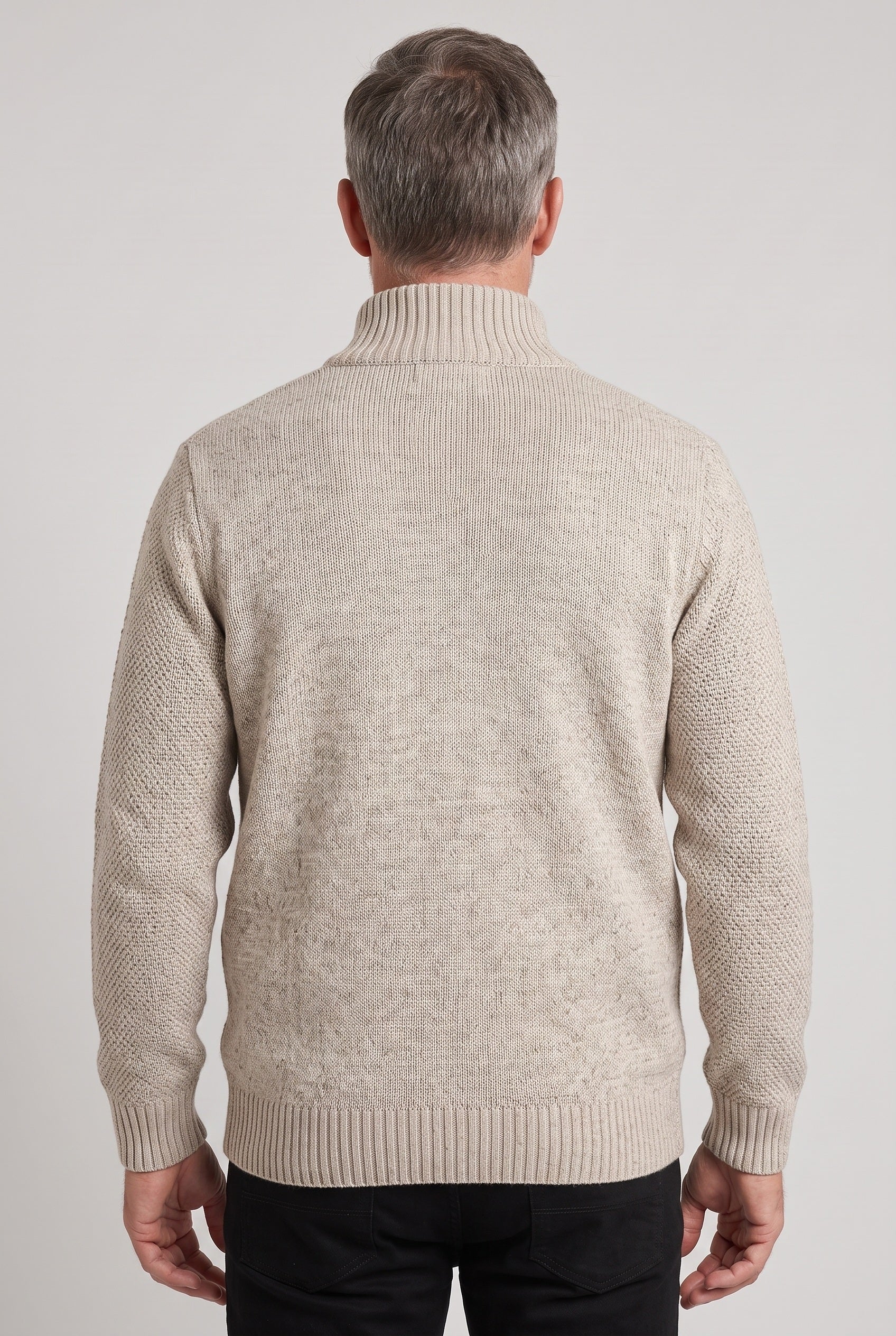 Men's Cardigan | Lined Full Zip Stand Collar - 2