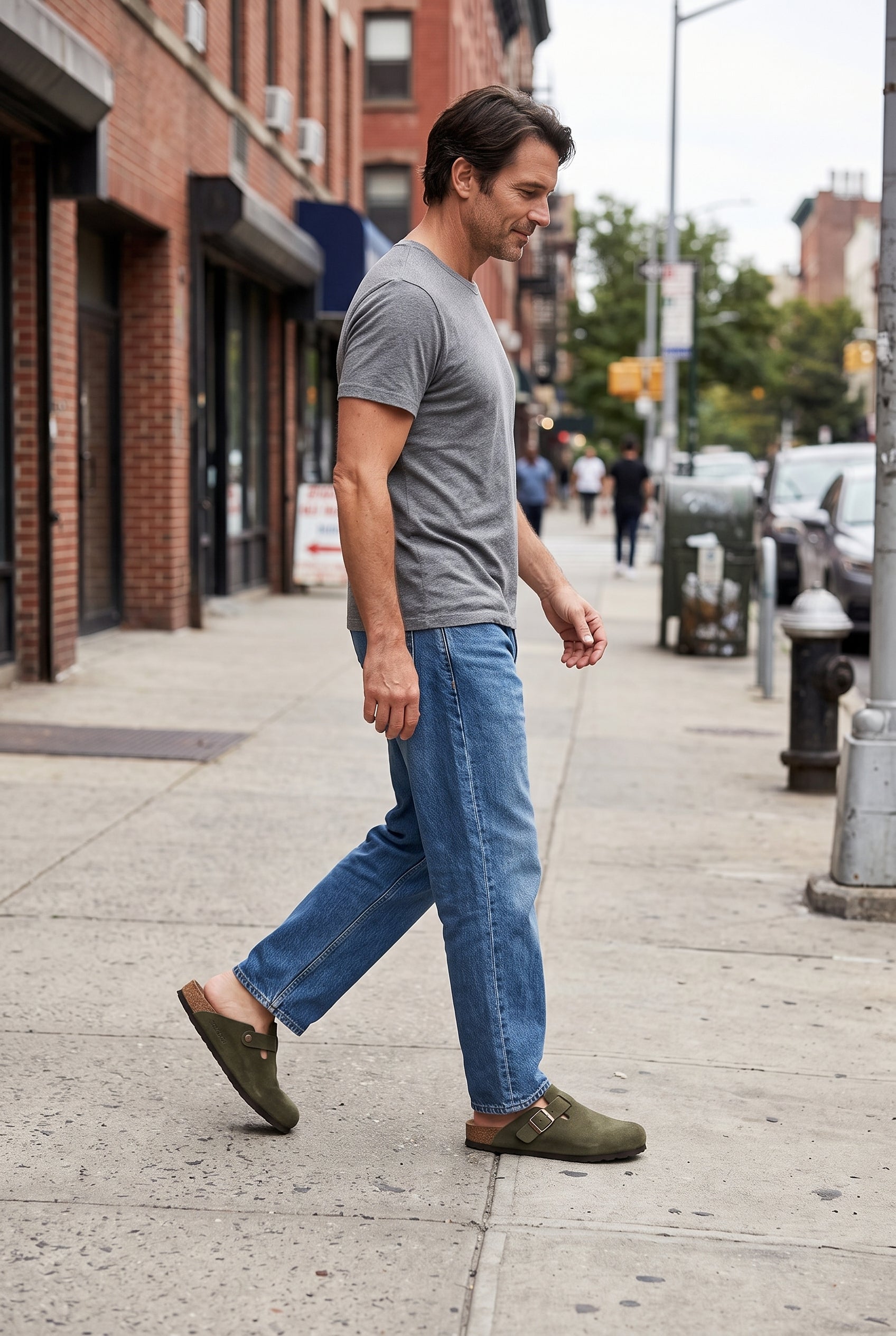 Men's Clogs | Buckle Strap with Molded Footbed - Green lifestyle