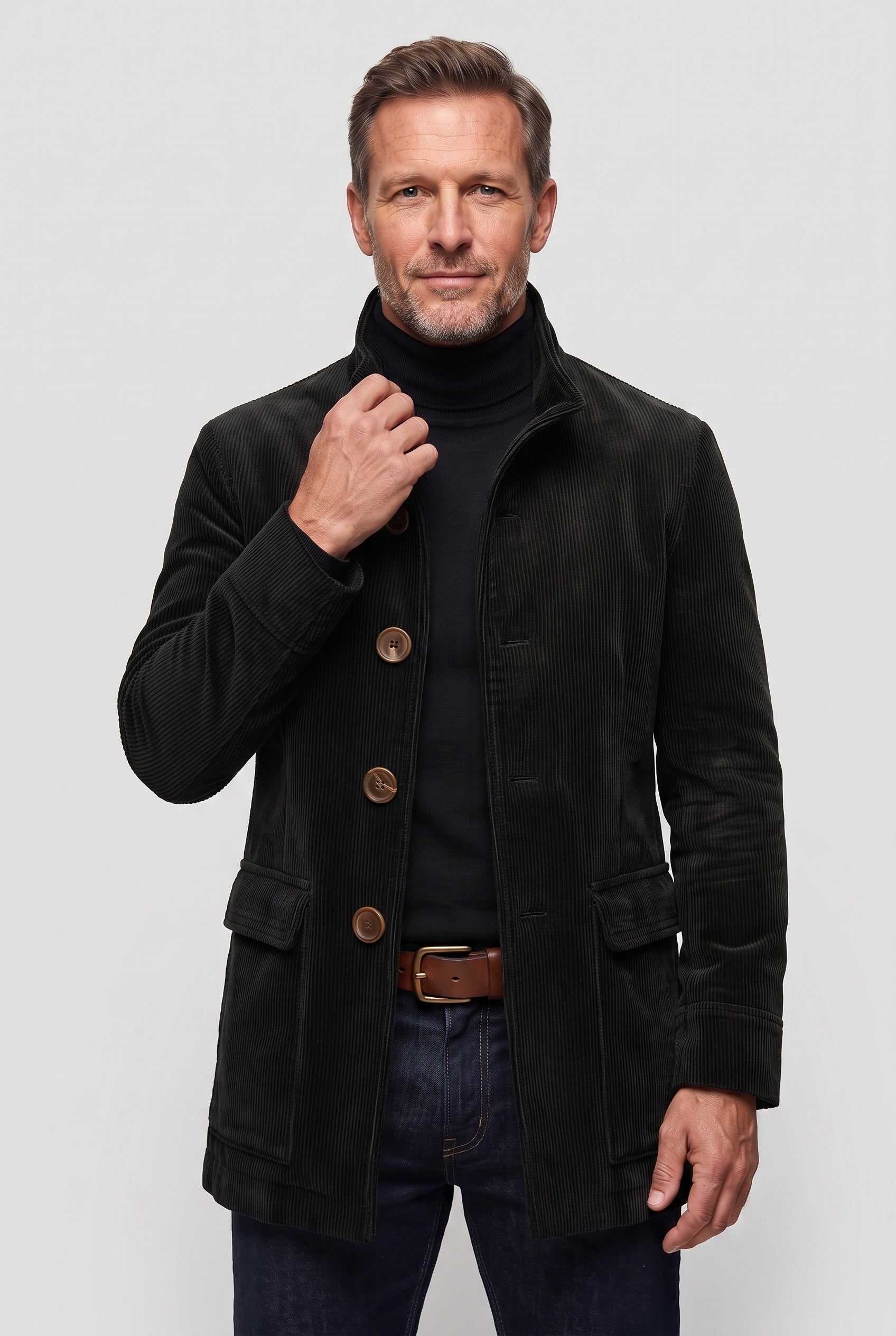 Men's Coat | Corduroy with Stand Collar - 7
