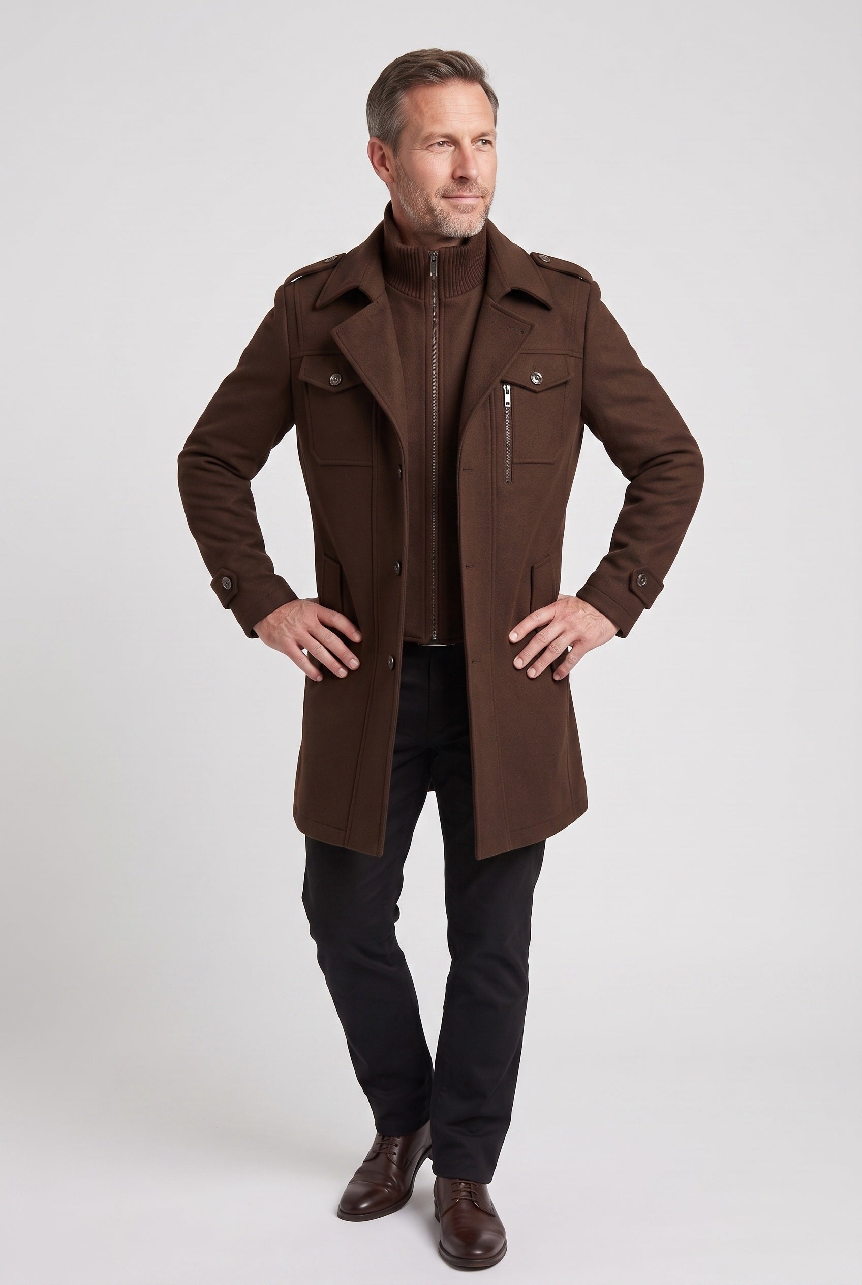 Men's Coat | Funnel Neck with Zip Front - 5