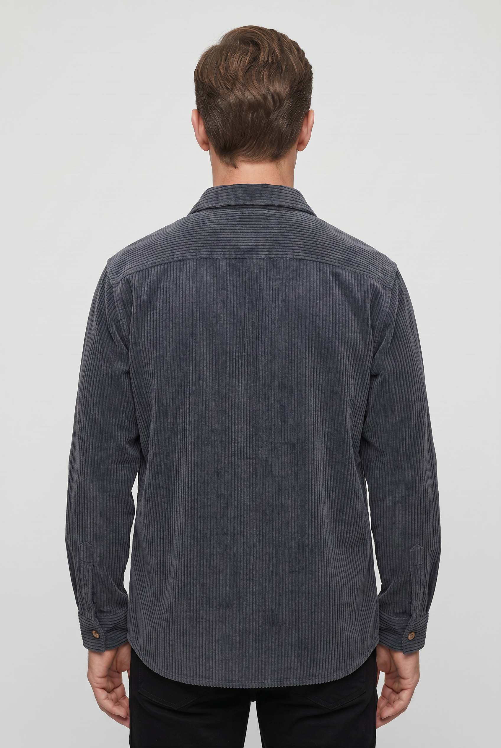 Men's Collar Shirt | Ribbed Button Through Chest Pocket - 2