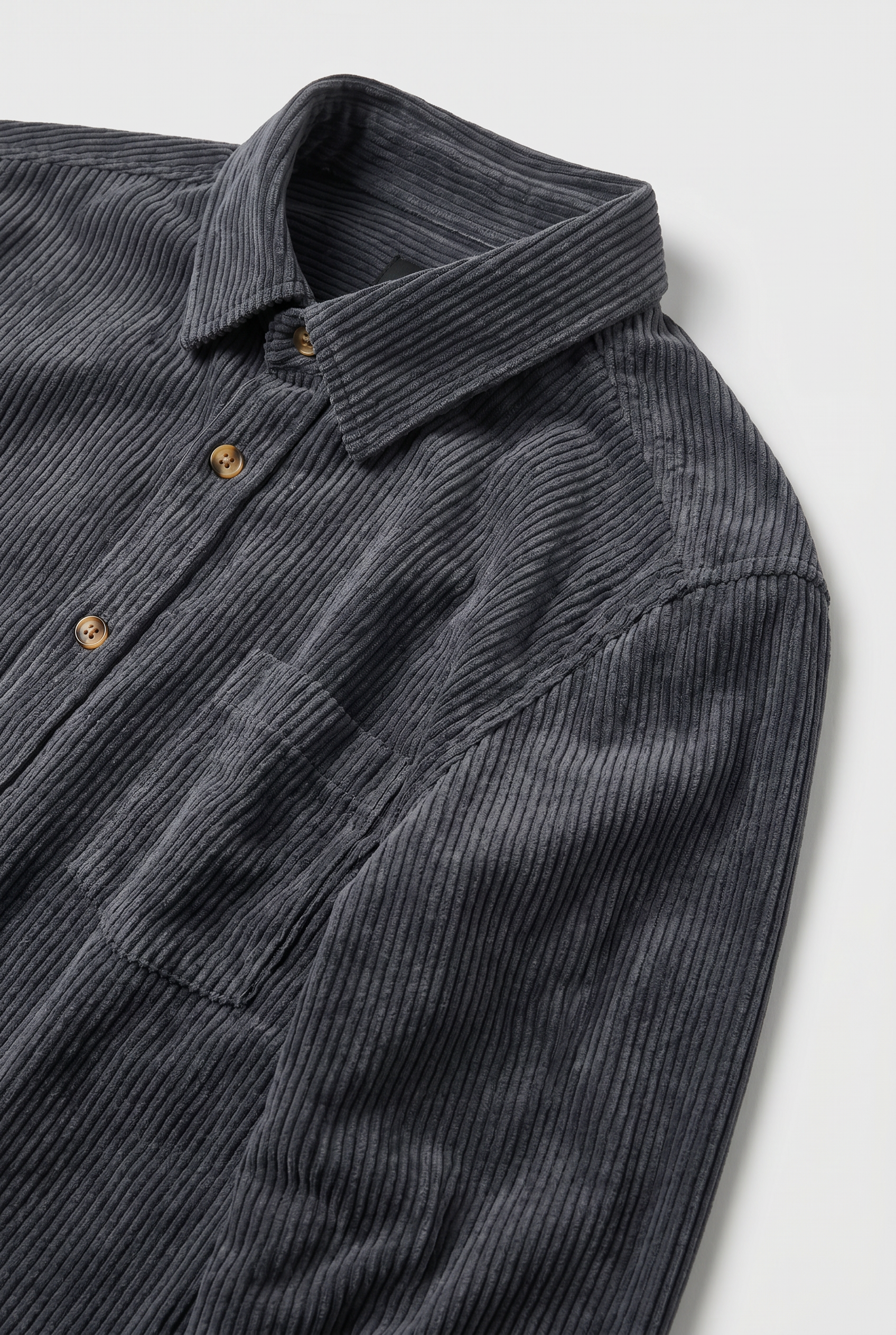 Men's Collar Shirt | Ribbed Button Through Chest Pocket - 3