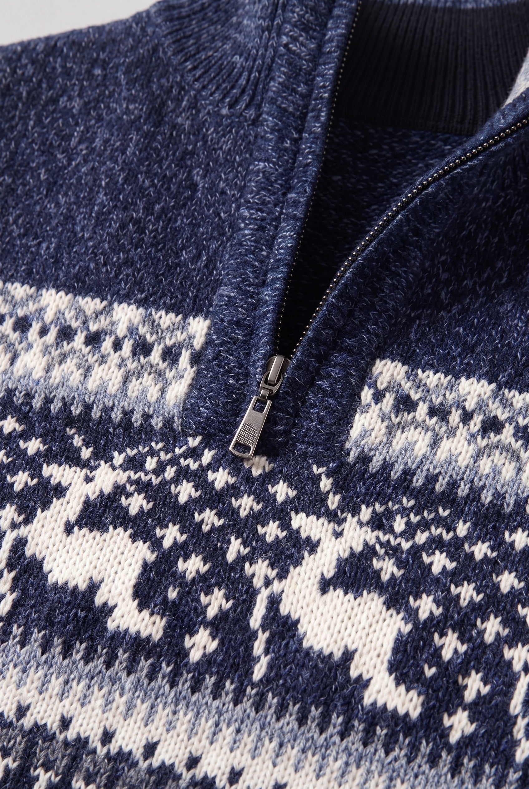 Men's Fair Isle Sweater | Quarter Zip Stand Collar - 4