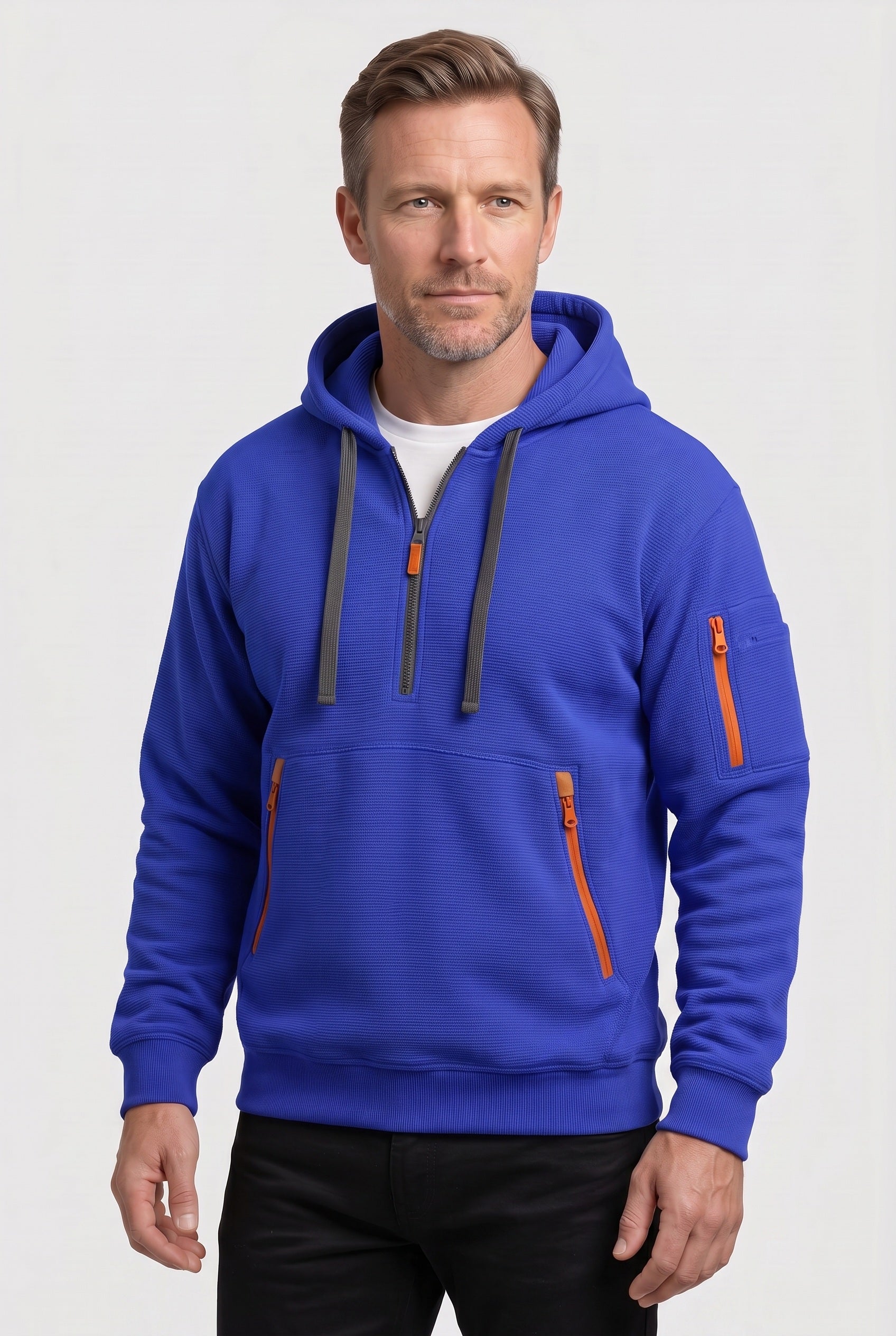 Men's Hoodie | Quarter Zip with Zipped Pockets - 11
