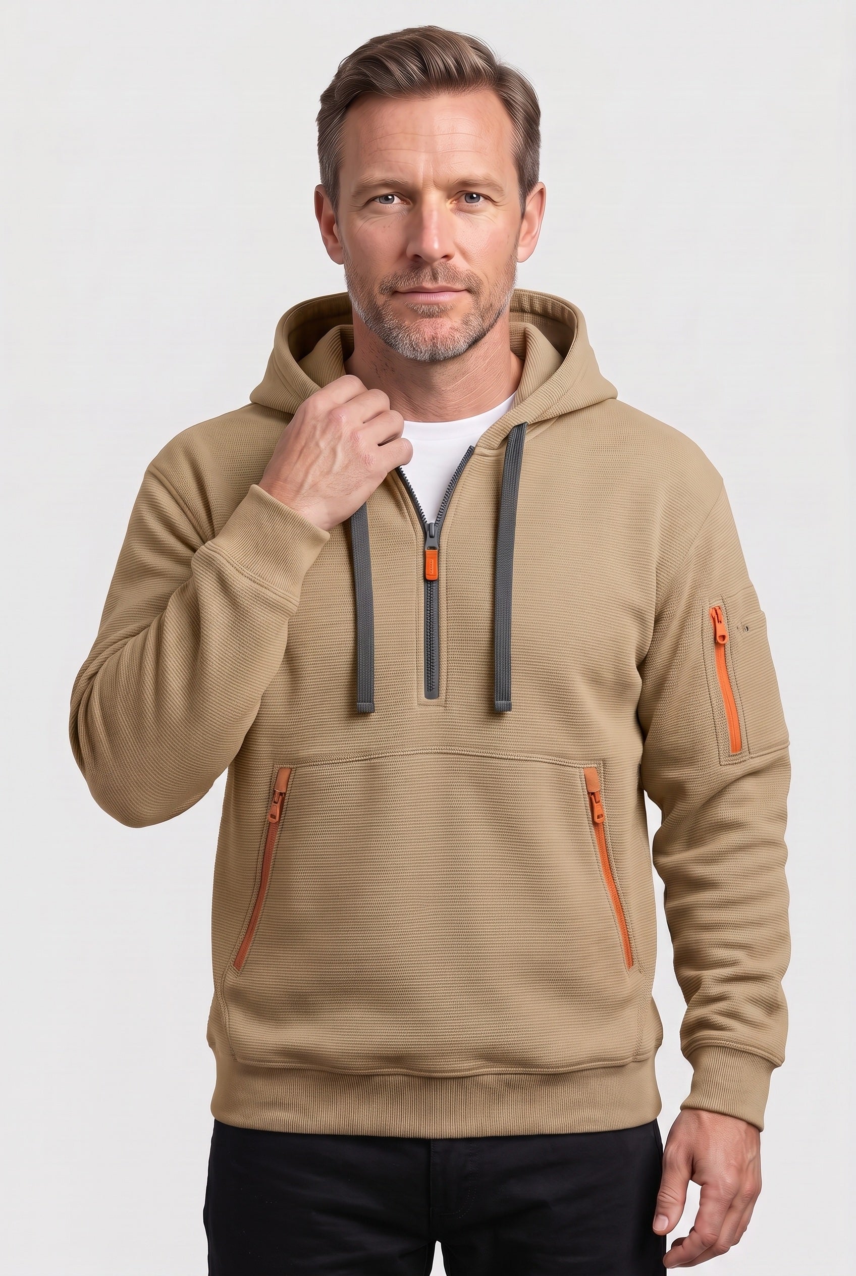 Men's Hoodie | Quarter Zip with Zipped Pockets - 7