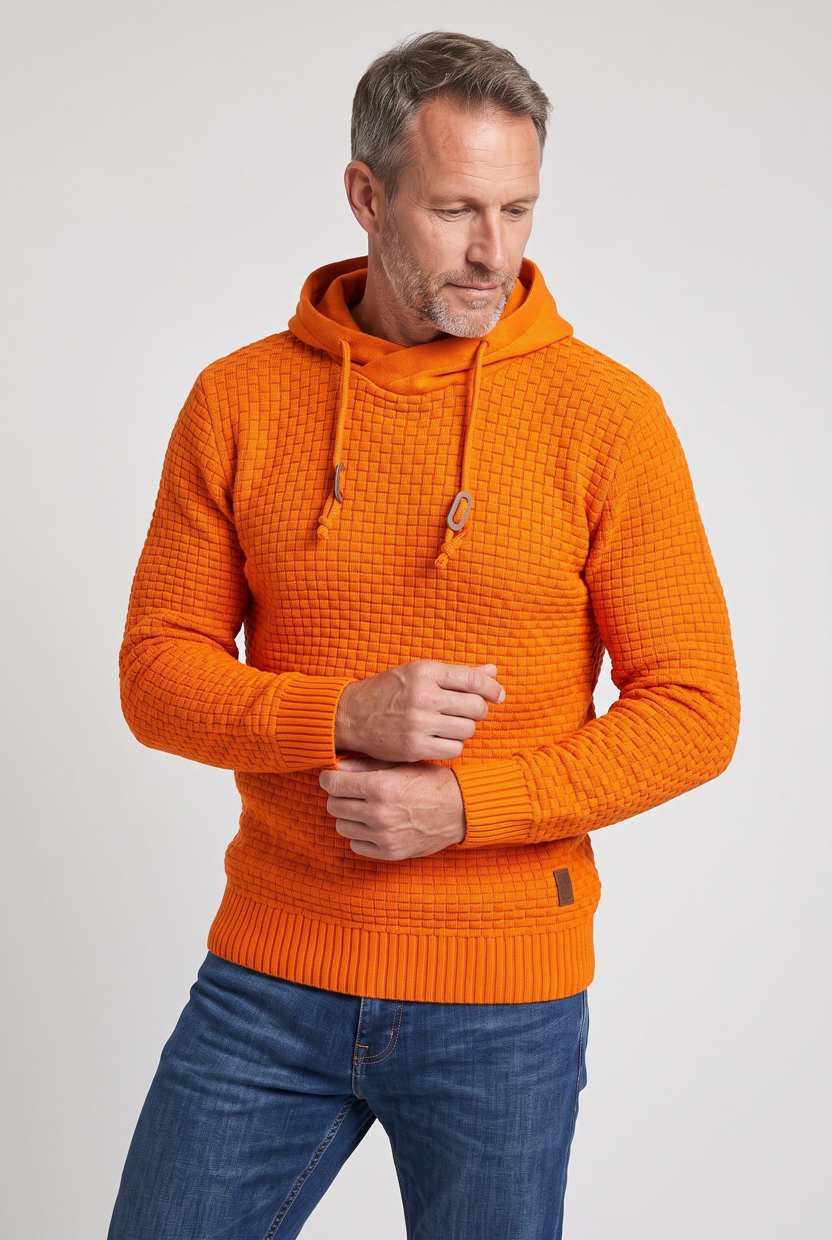 Men's Hoodie | Waffle Texture Crossover Hood - 14