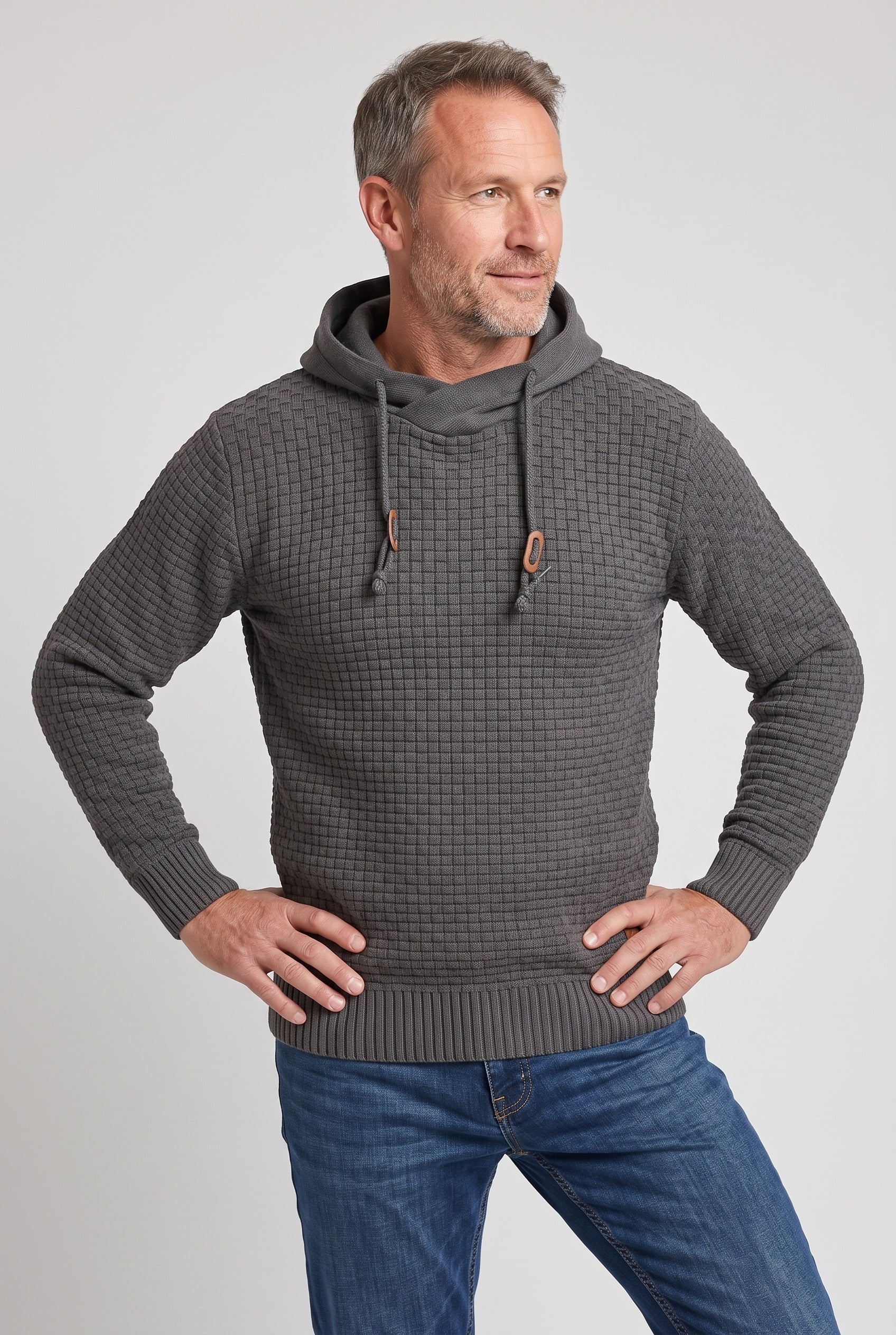 Men's Hoodie | Waffle Texture Crossover Hood - 6