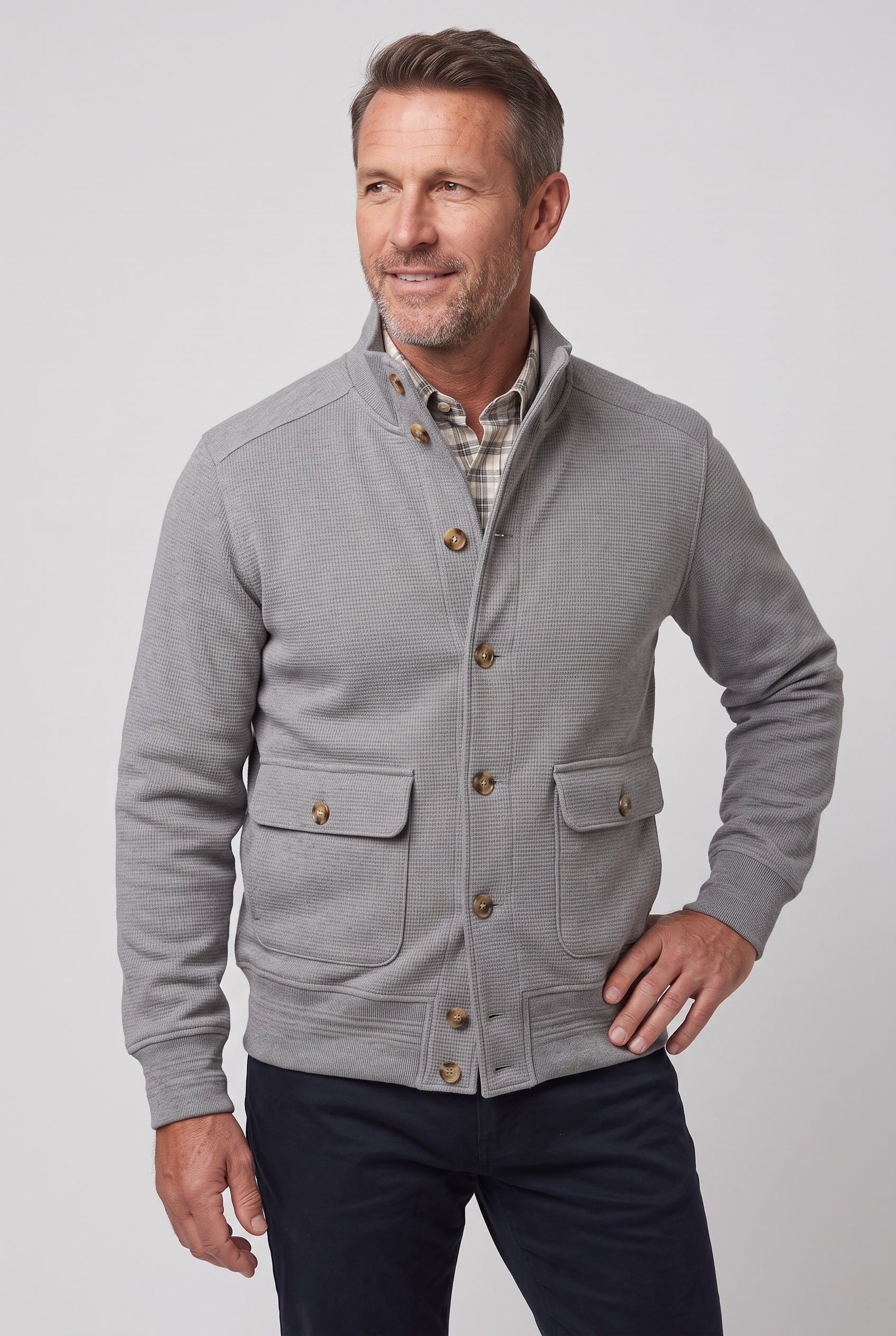 Men's Jacket | Button Front Stand Collar - 7
