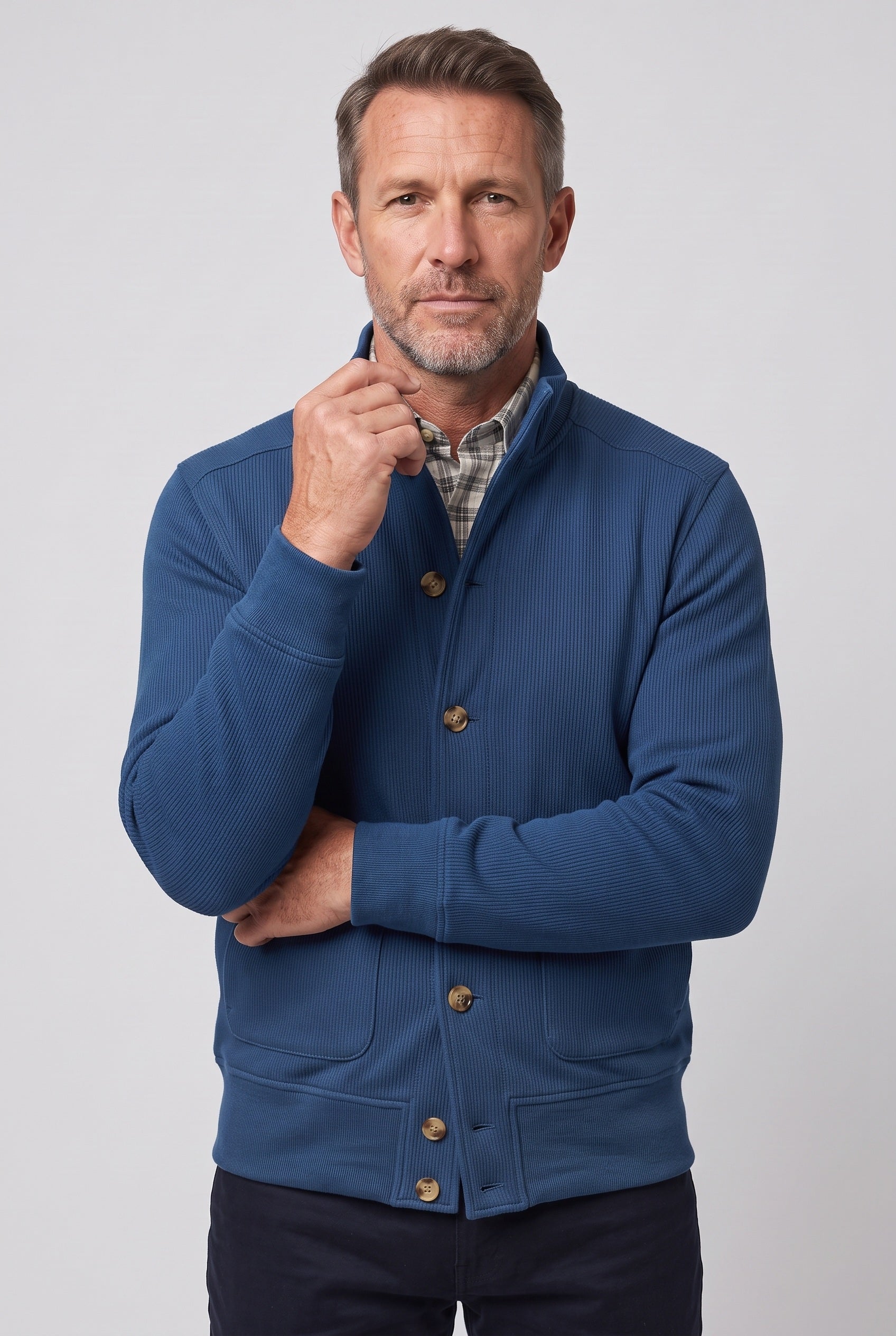 Men's Jacket | Button Front Stand Collar - 9