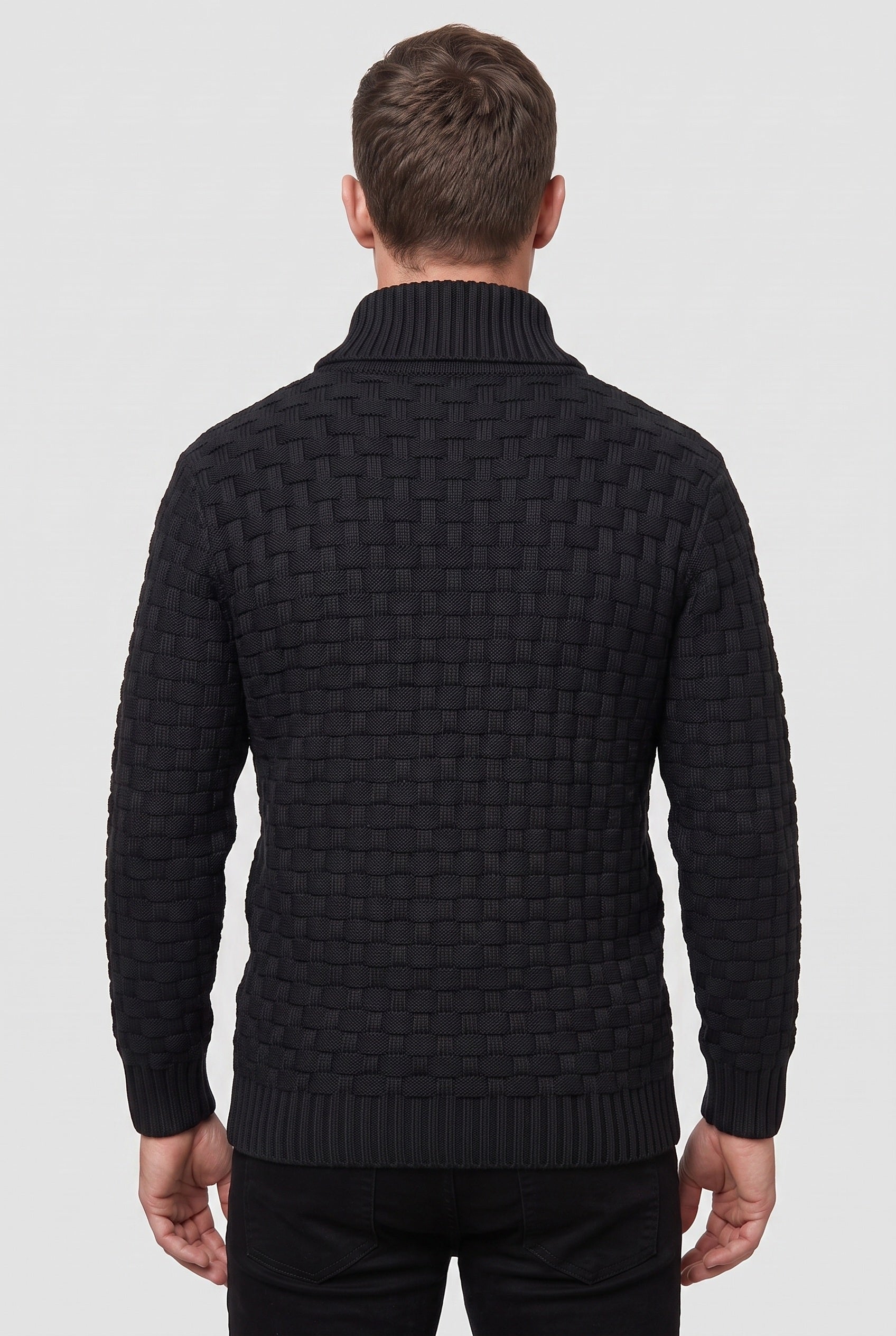 Men's Knit Sweater | Shawl Collar Button Placket - 2