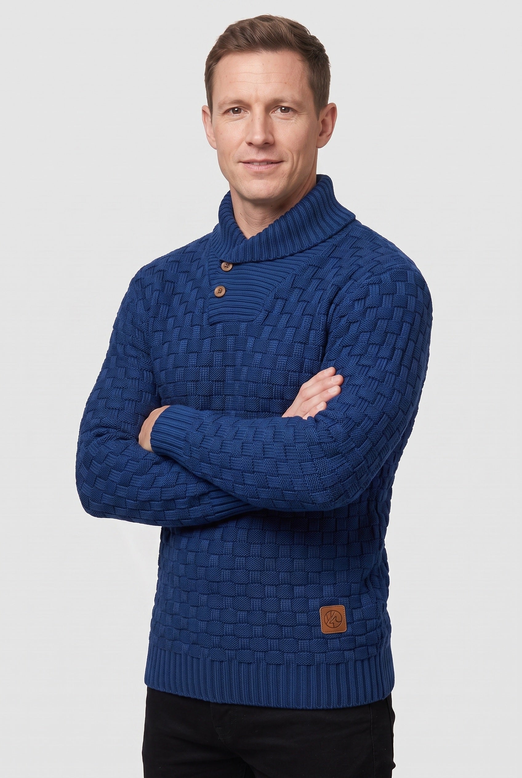 Men's Knit Sweater | Shawl Collar Button Placket - 9