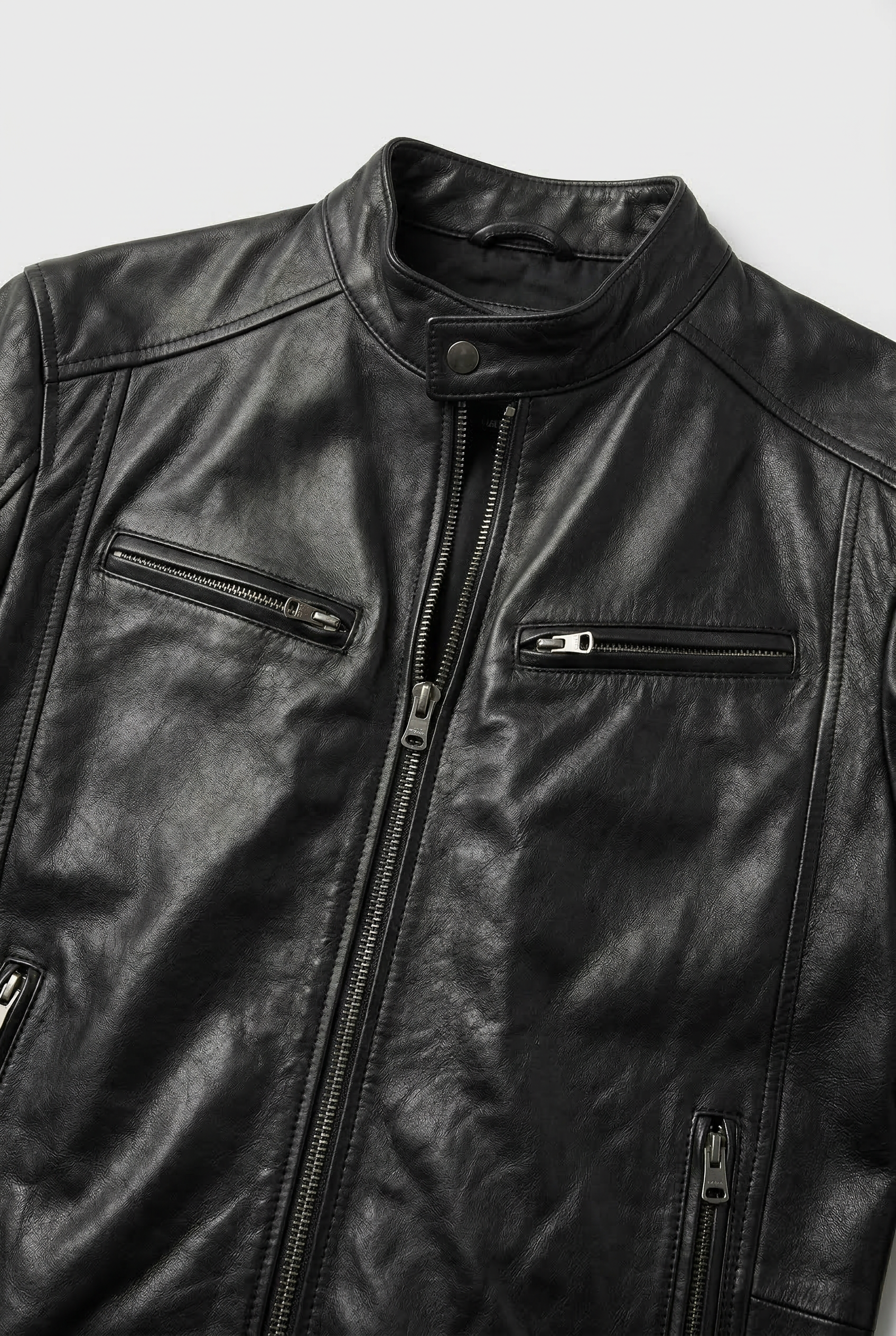 Men's Leather-Look Jacket | Quilted Shoulder Panels - 3
