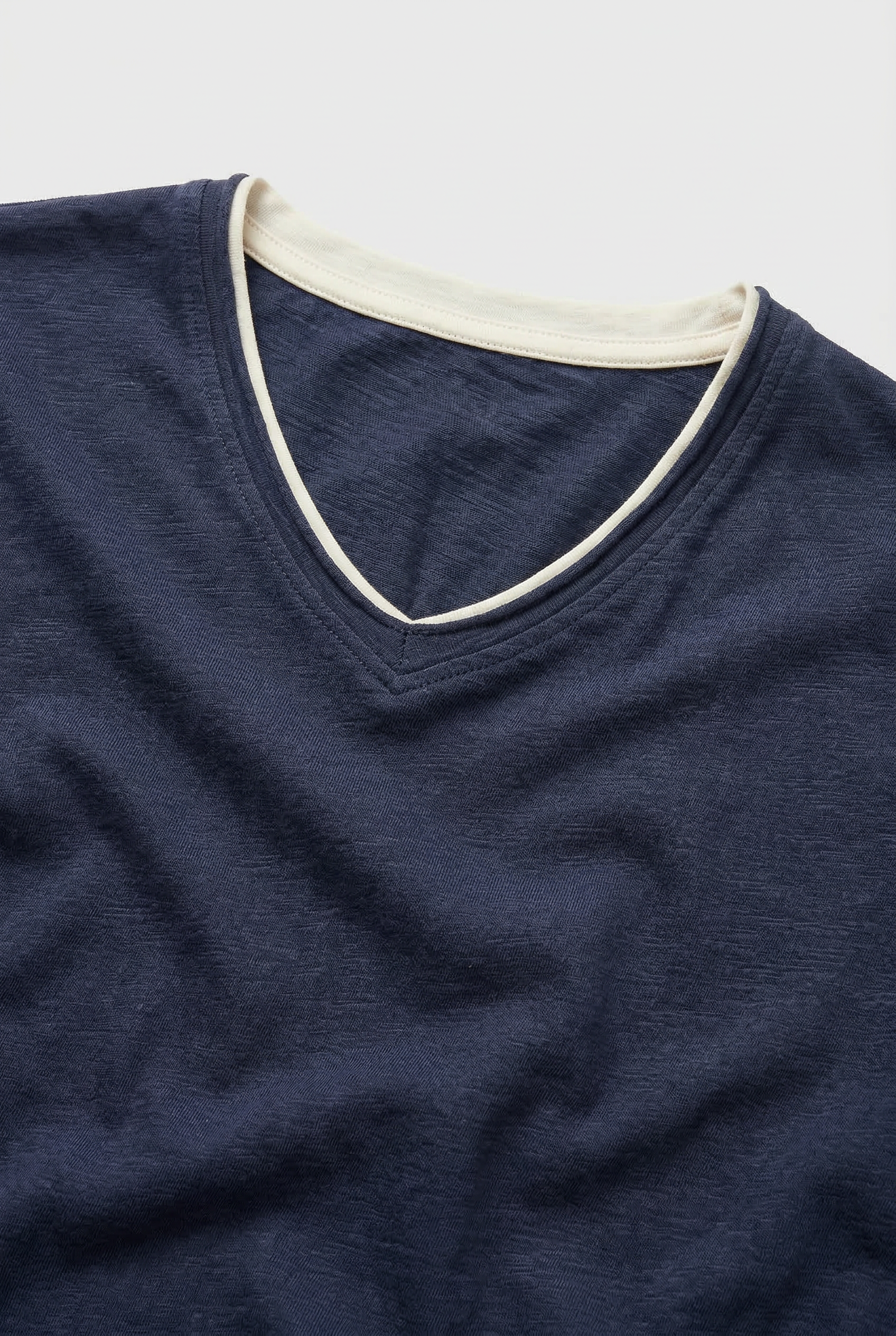 Men's Long Sleeve Shirt | V-Neck with Layered Trim - 3