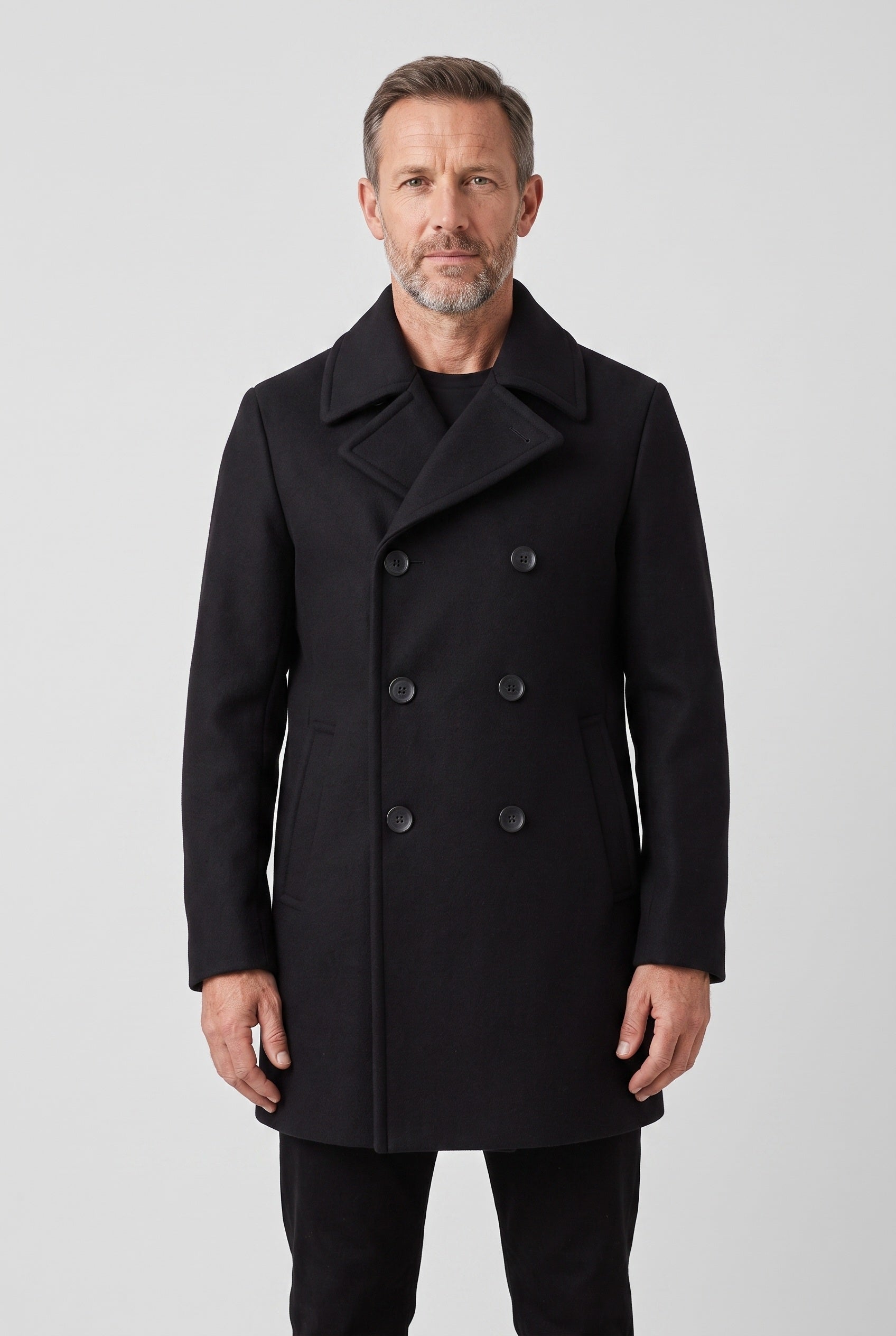 Men's Pea Coat | Double Breasted Wide Lapel - 1