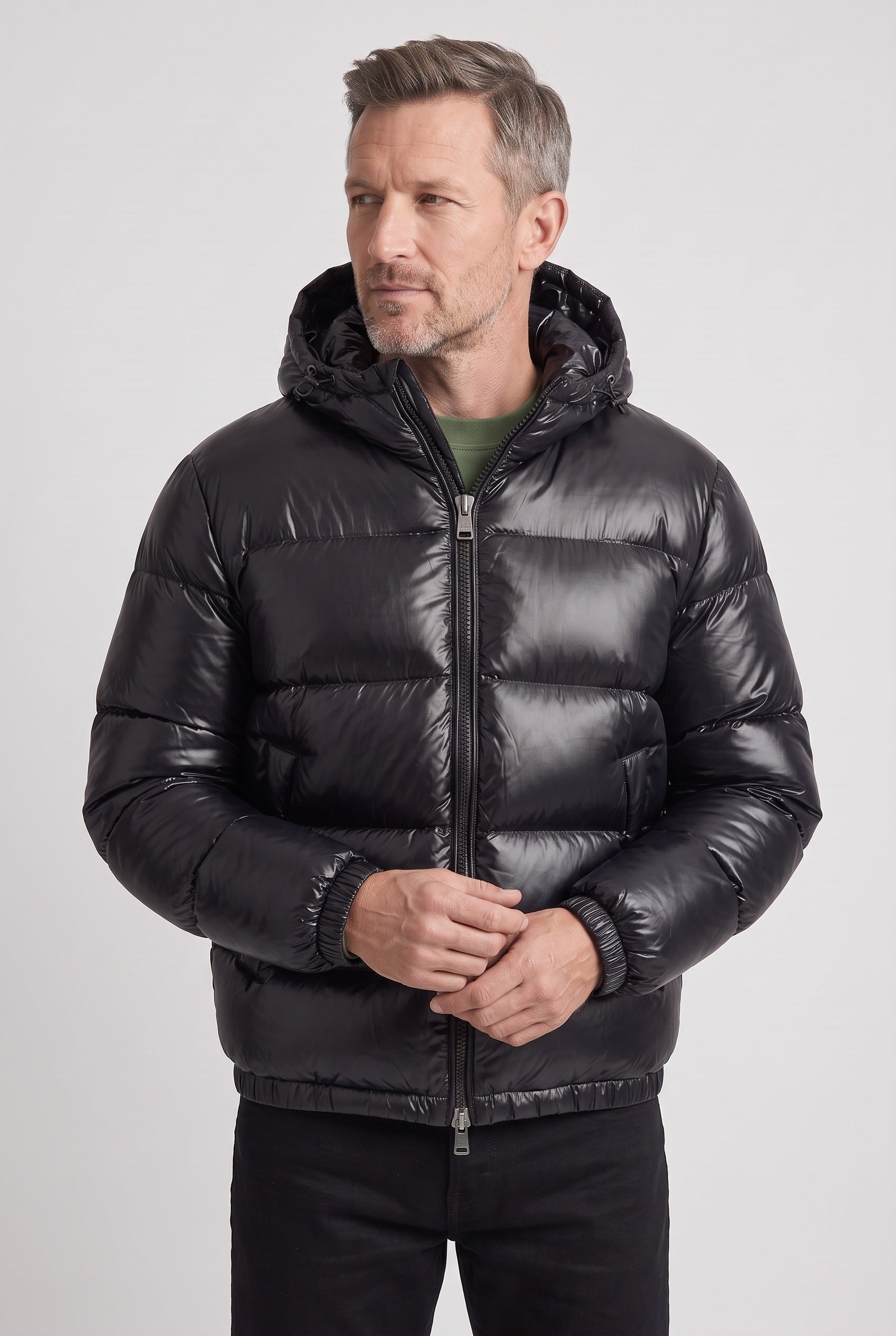 Men's Puffer Jacket | Drawcord Hood Elastic Cuffs - 5