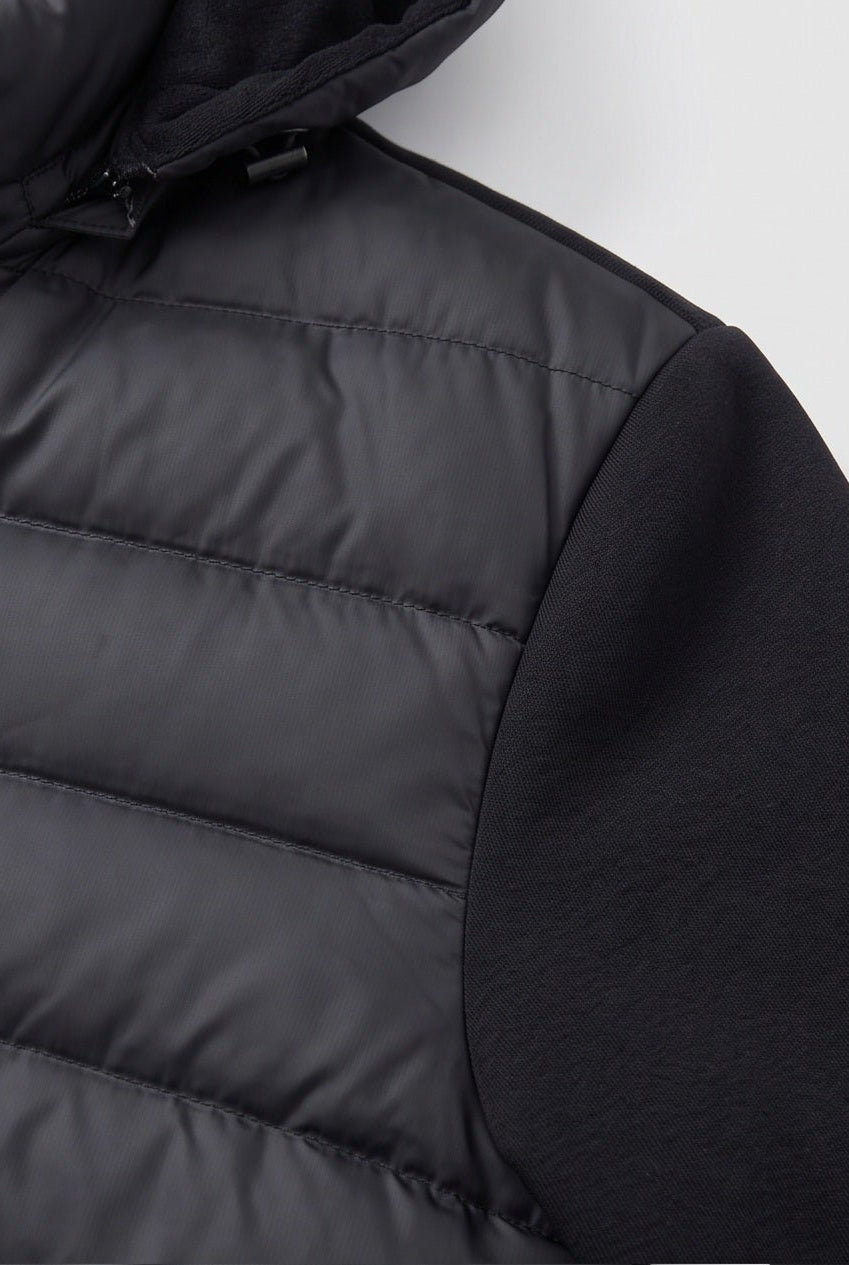 Men's Quilted Jacket | Knit Sleeves Detachable Hood - 3