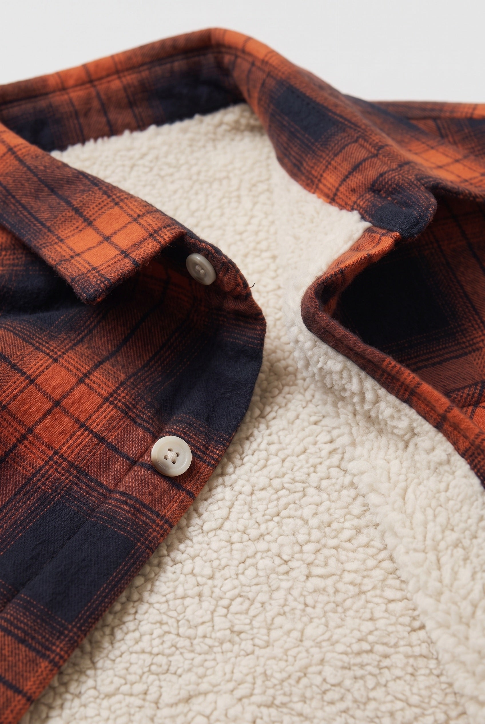 Men's Sherpa Jacket | Plaid with Buttoned Chest Pockets - 3