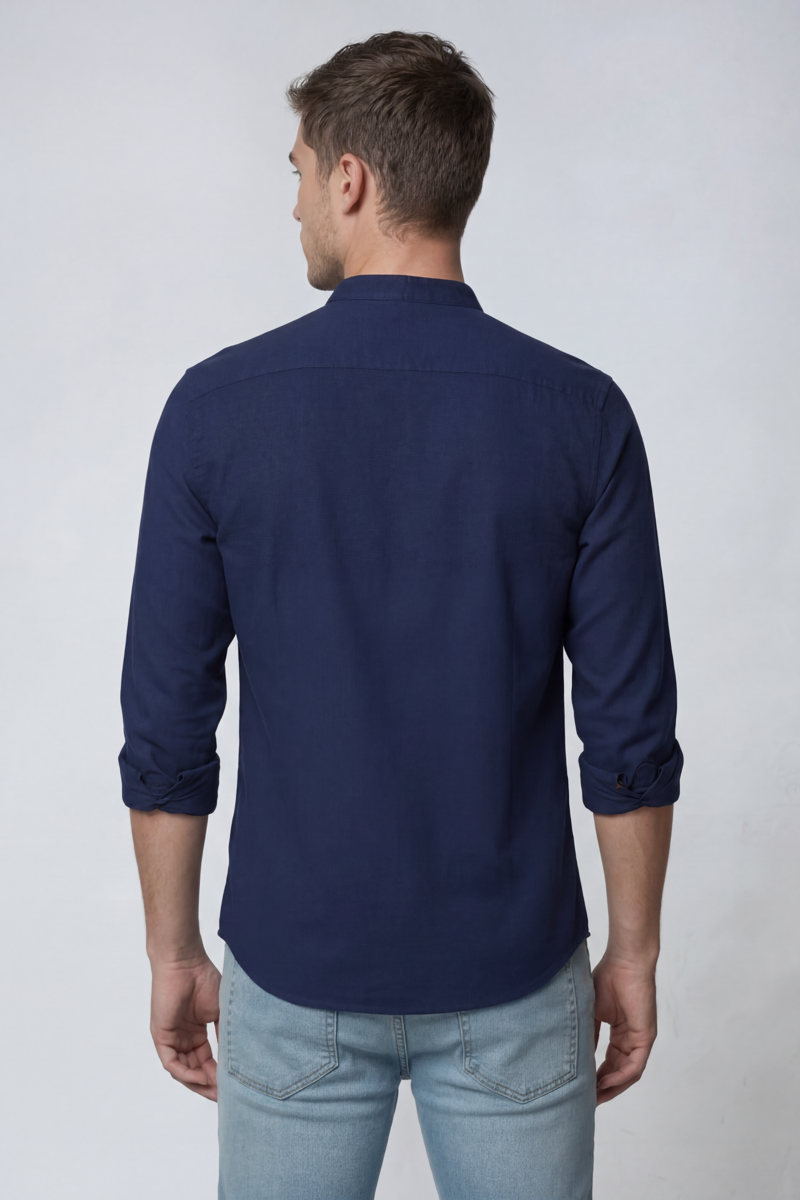 Men's Shirt | Band Neck with Contrast Placket - 2