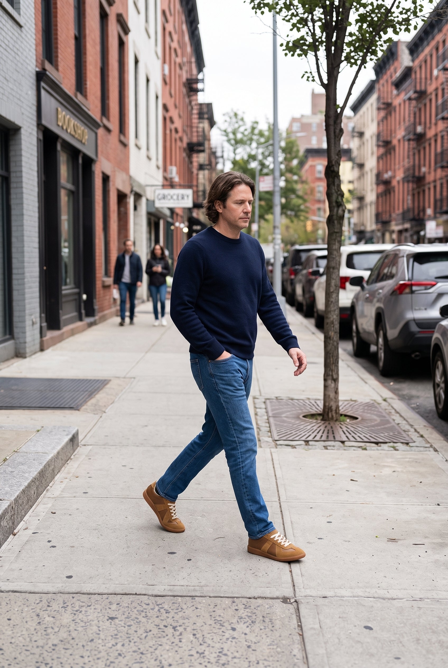 Men's Sneakers | Suede-Look Panels with Gum Outsole - Brown lifestyle