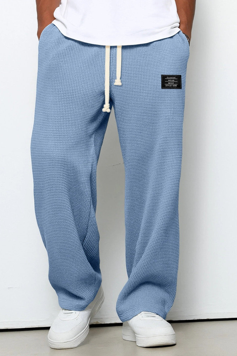 Men's Sweatpants | Wide Leg with Waffle Texture - 4