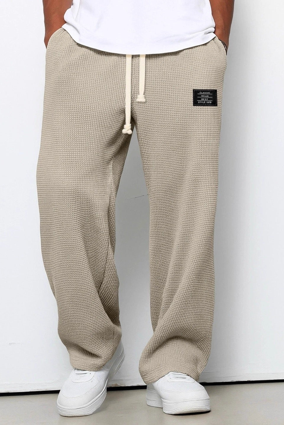 Men's Sweatpants | Wide Leg with Waffle Texture - 7