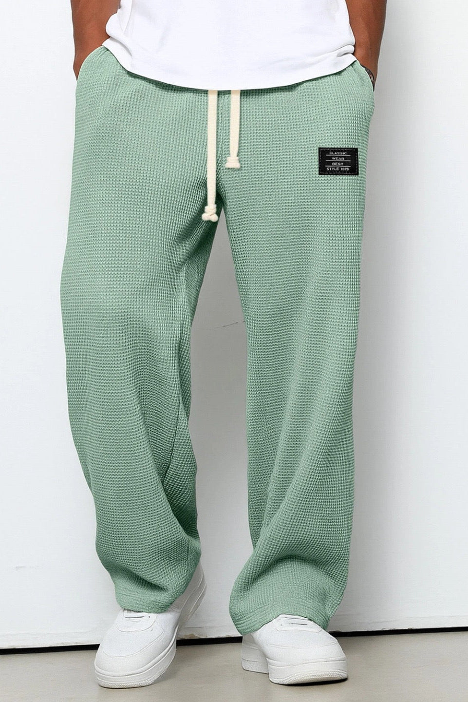 Men's Sweatpants | Wide Leg with Waffle Texture - 8