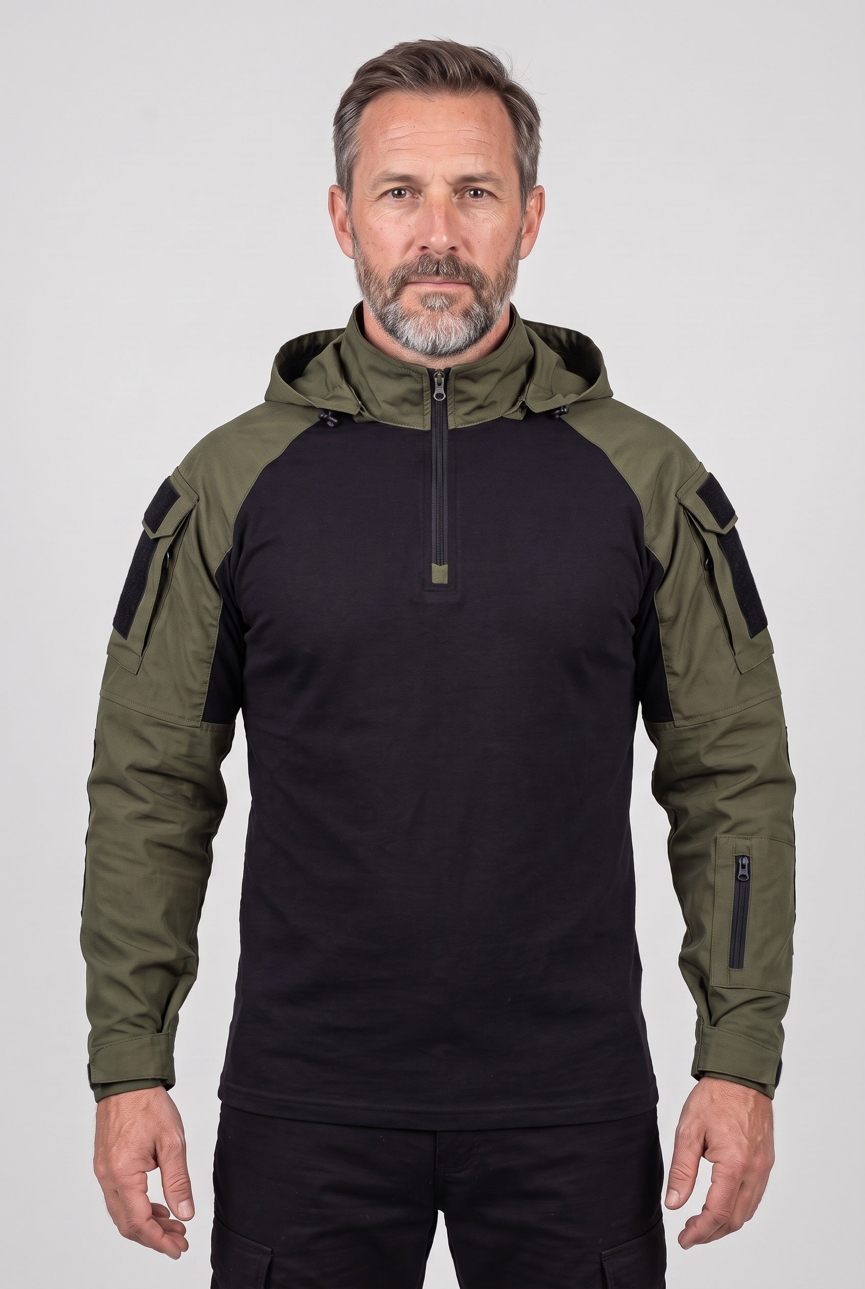 Men's Tactical Jacket | Hooded Quarter Zip - 1