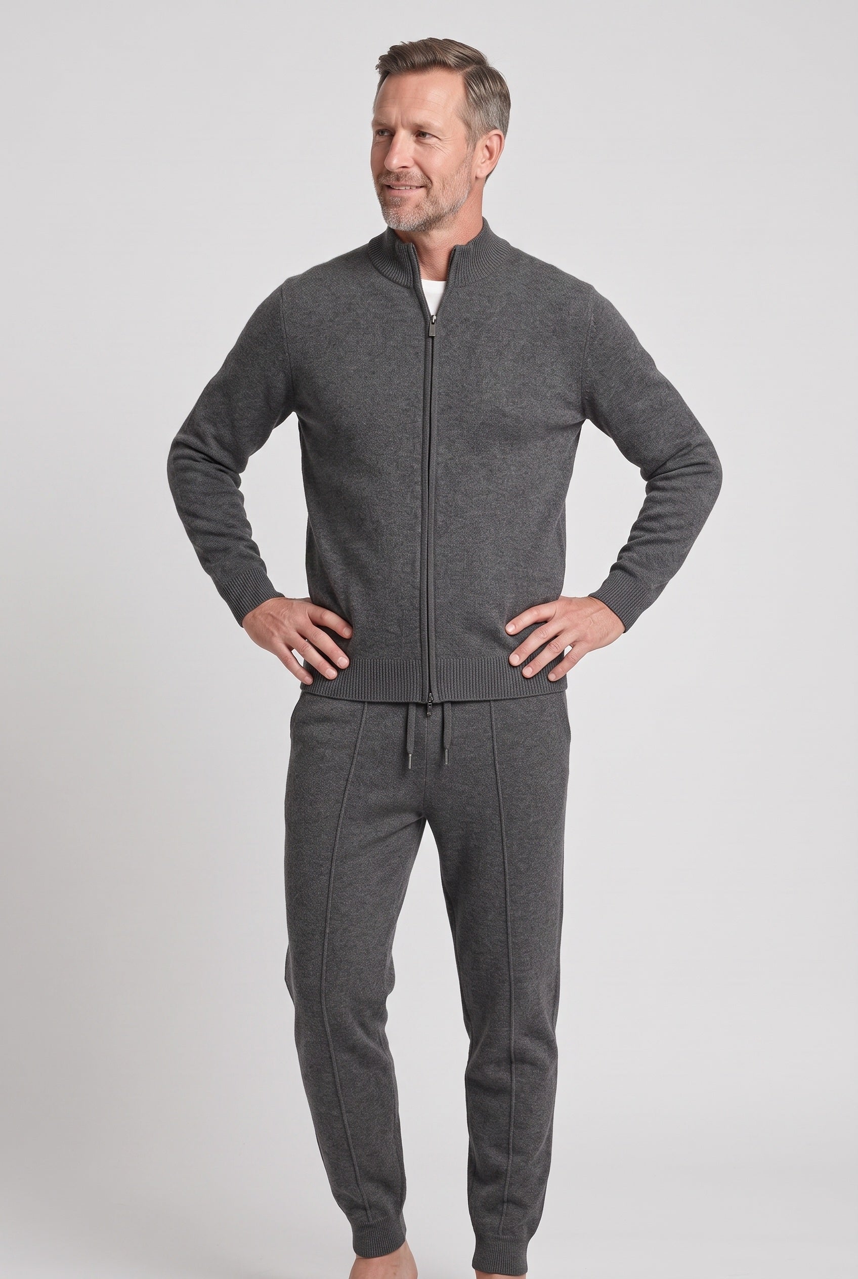Men's Tracksuit | Knit Zip Front with Funnel Neck - 5