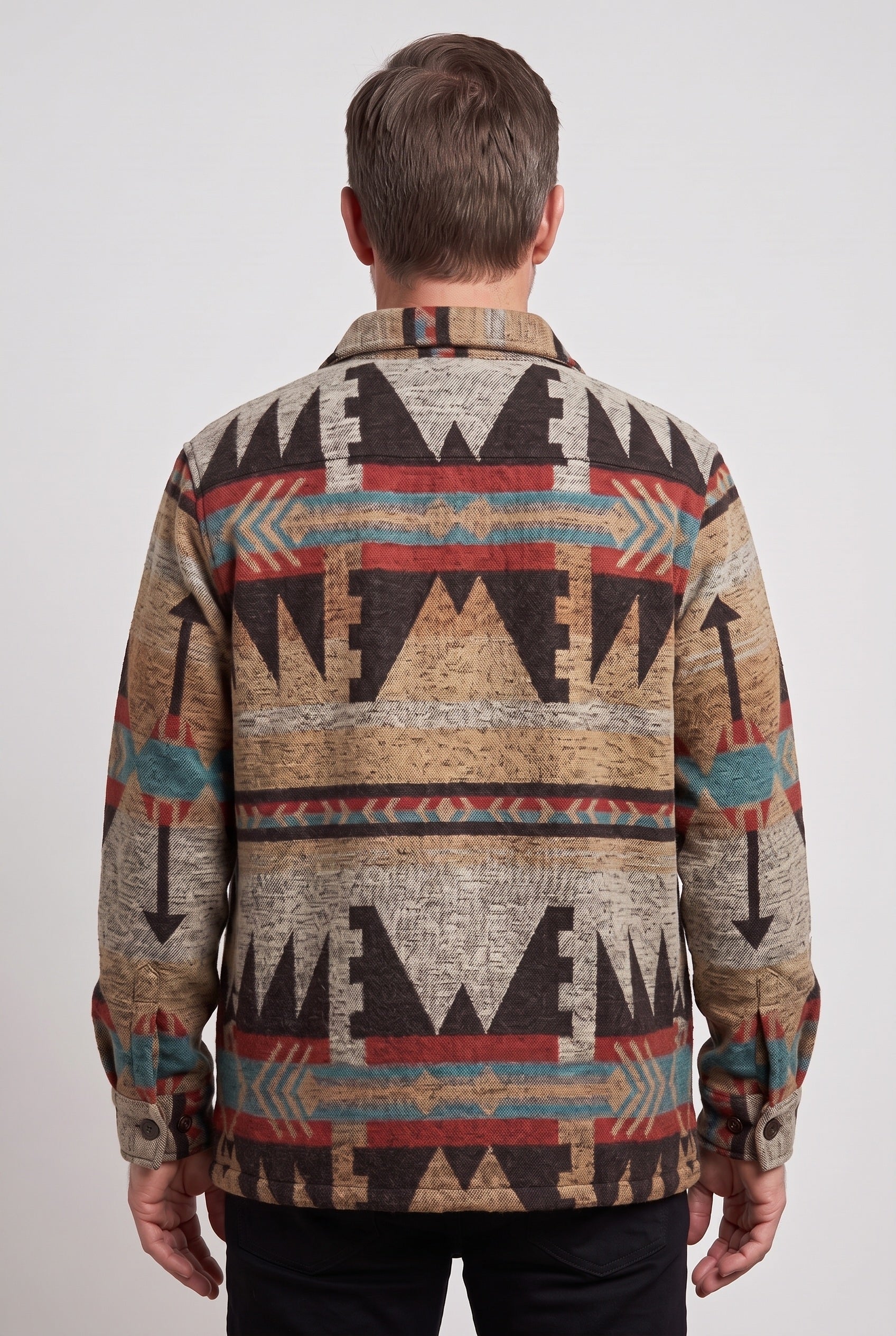 Men's Winter Jacket | Aztec Print Button Front - 2