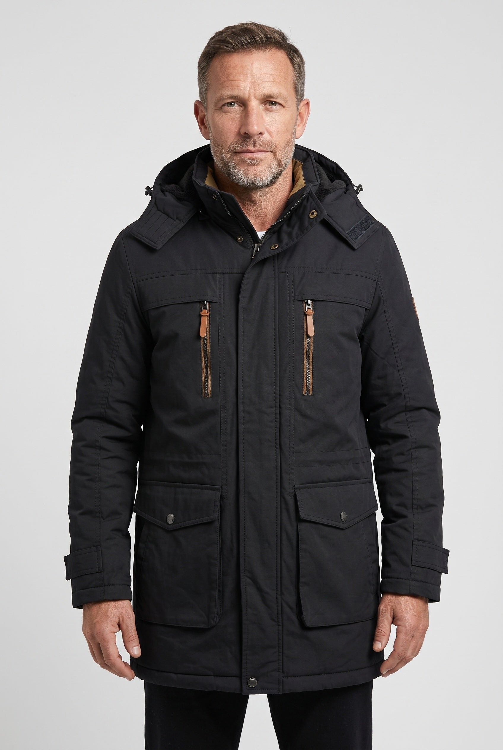 Men's Winter Jacket | Fleece-Lined Detachable Hood - 1