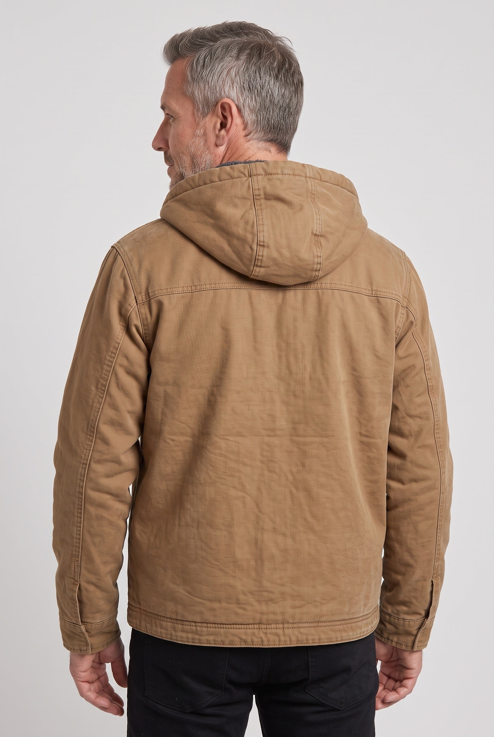 Men's Winter Jacket | Hooded Corduroy Collar Zip Front - 2