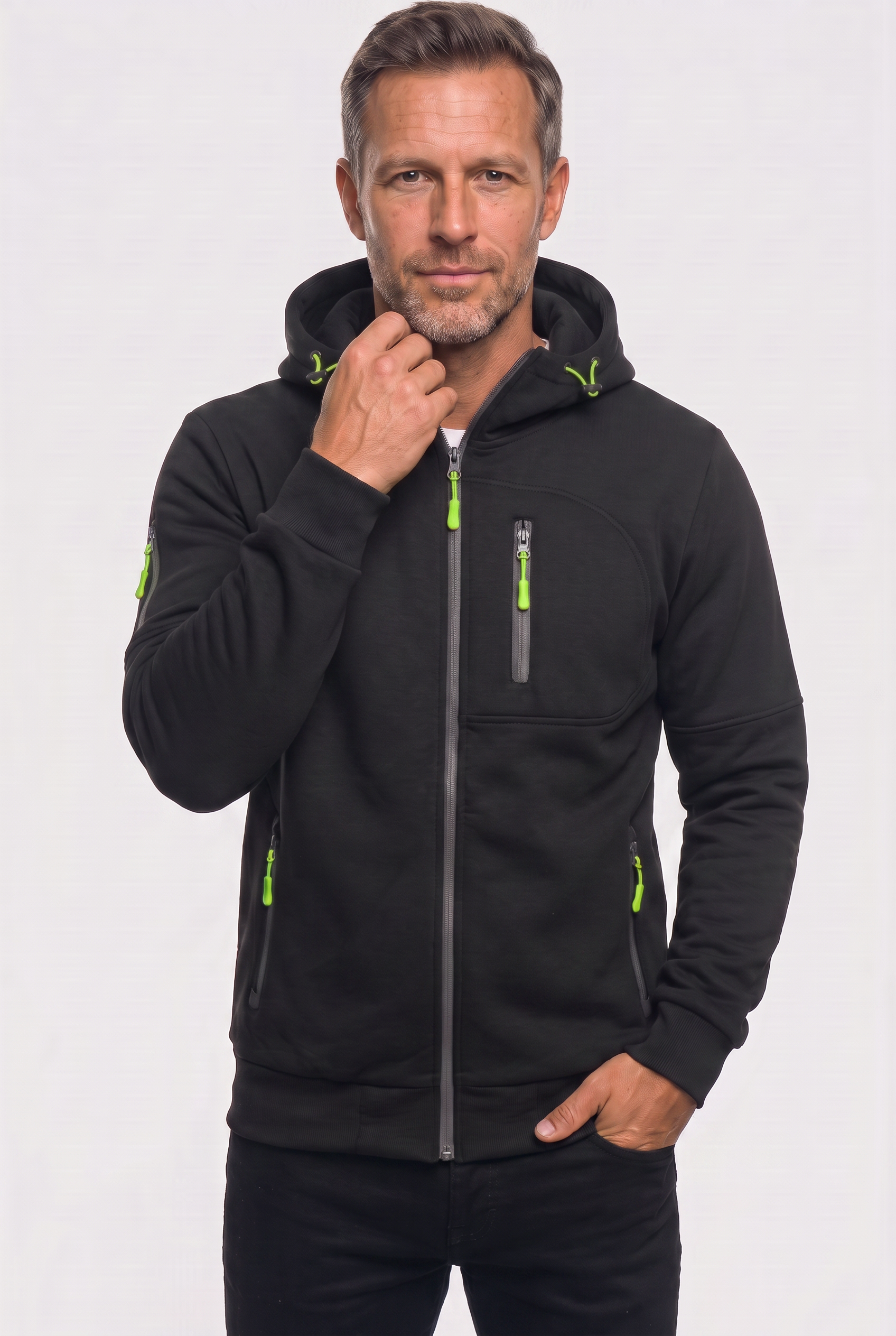 Men's Zip Up Hoodie | Multiple Zipped Pockets - 10