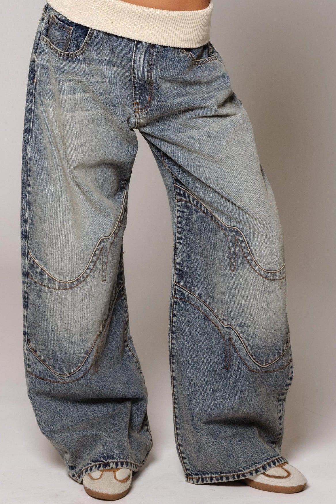 Women's Baggy Jeans | Wide Leg Vintage Wash - 5