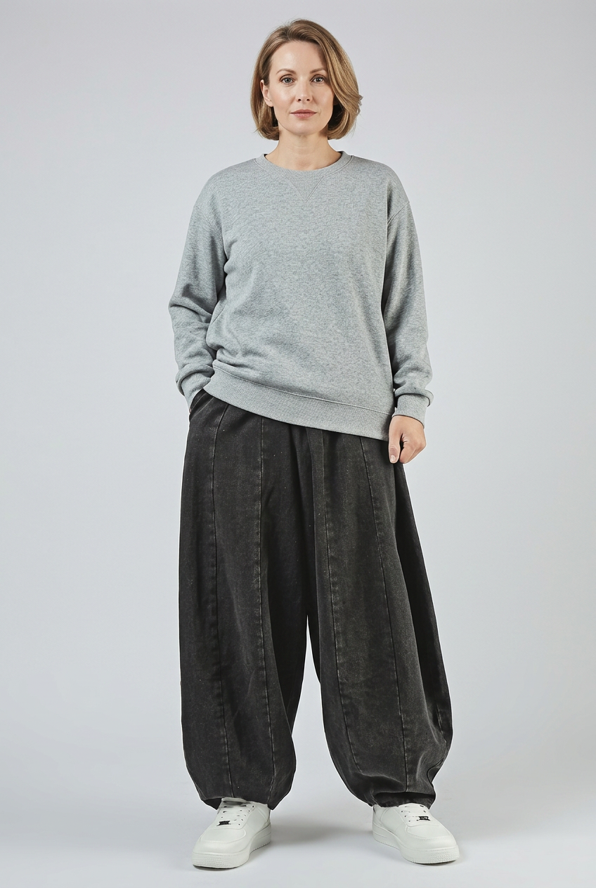Women's Baggy Pants | Balloon Leg Elastic Waist - 2