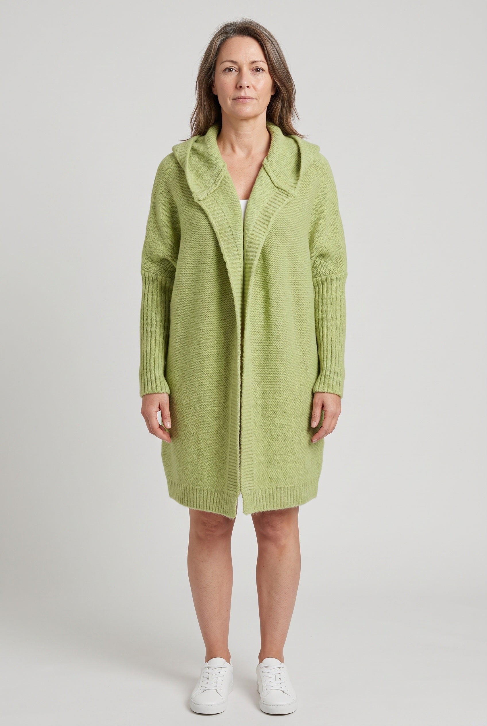 Women's Cardigan | Hooded Longline Open Front - 1