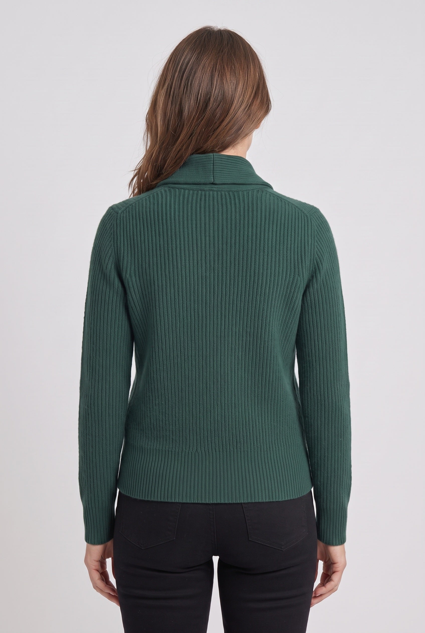 Women's Cardigan | Shawl Collar Ribbed Button Front - 2