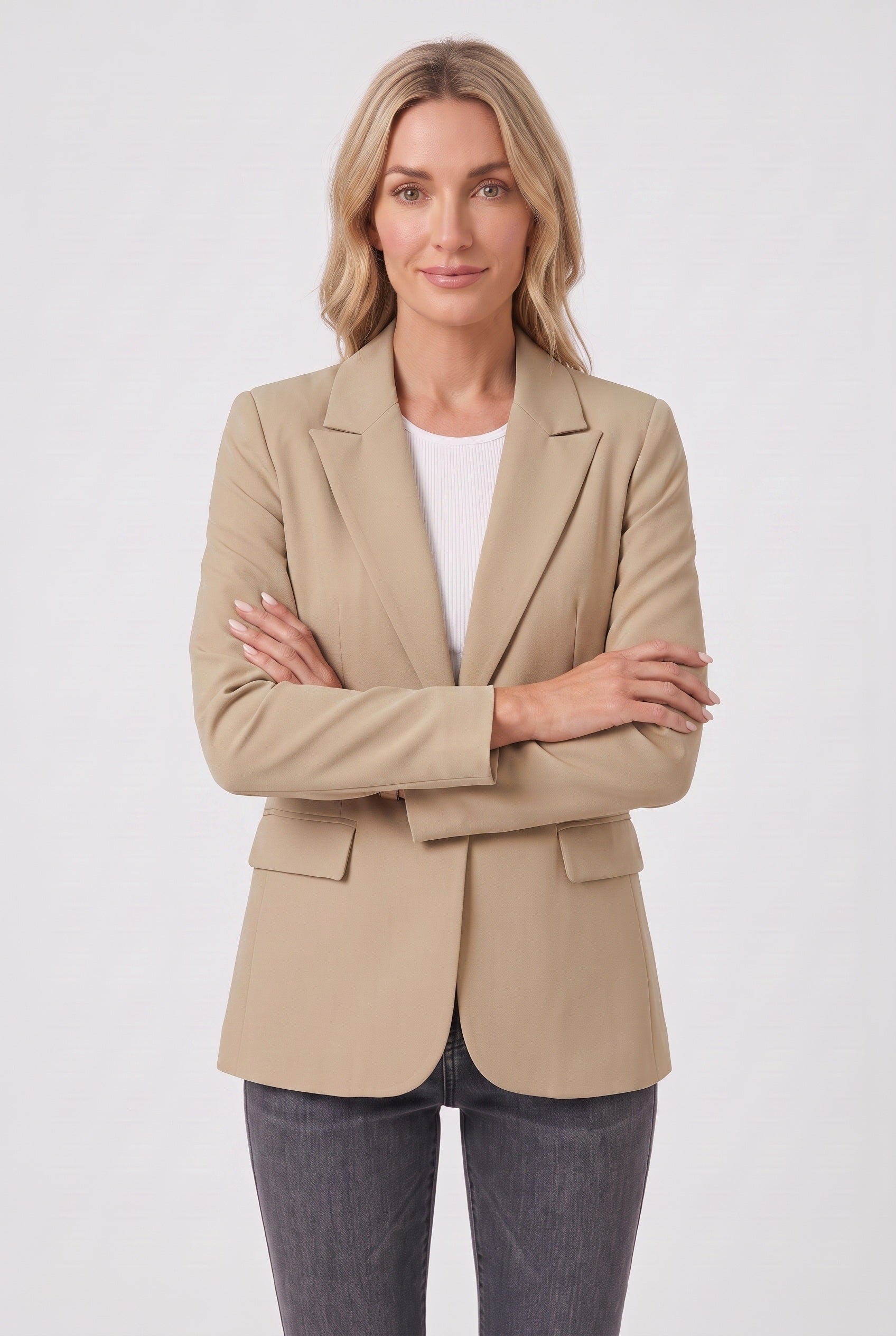 Women's Jacket | Single Button Blazer Notch Lapel - 8