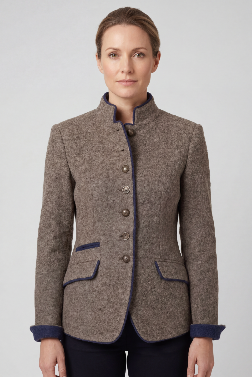 Women's Jacket | Tweed-Look Blazer Stand Collar - 1