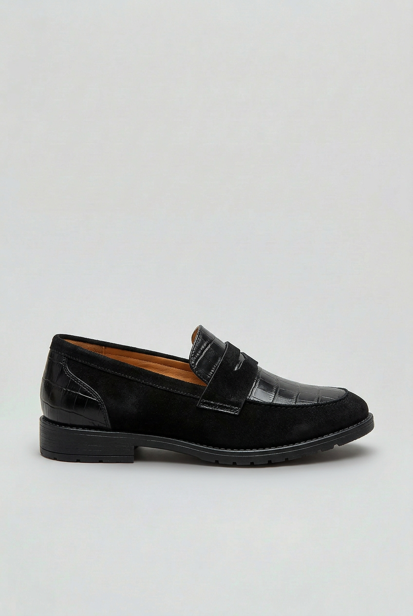 Women's Loafers | Croc-Embossed with Lug Sole - 1