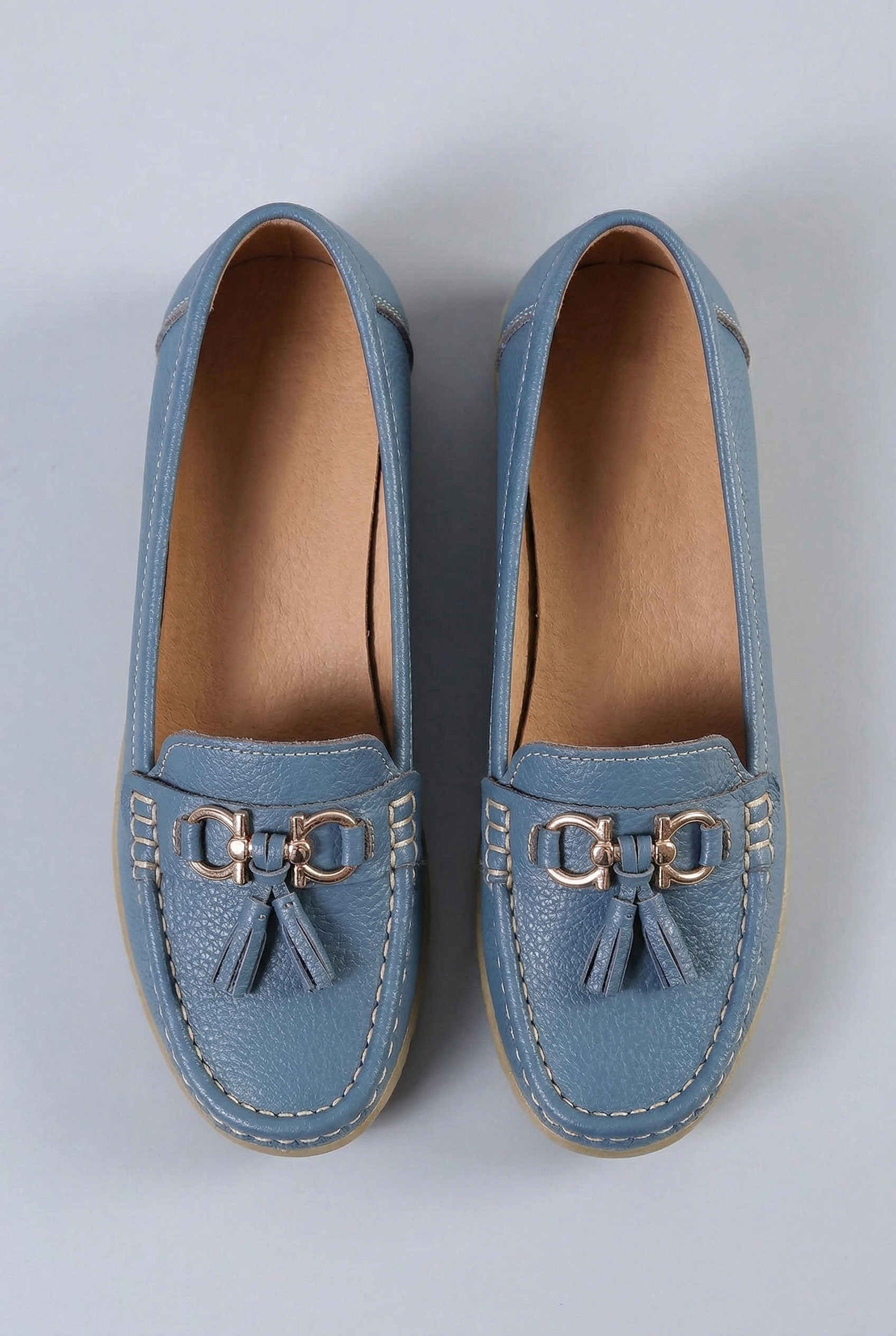 Women's Loafers | Tassel Trim with Low Wedge Sole - 3
