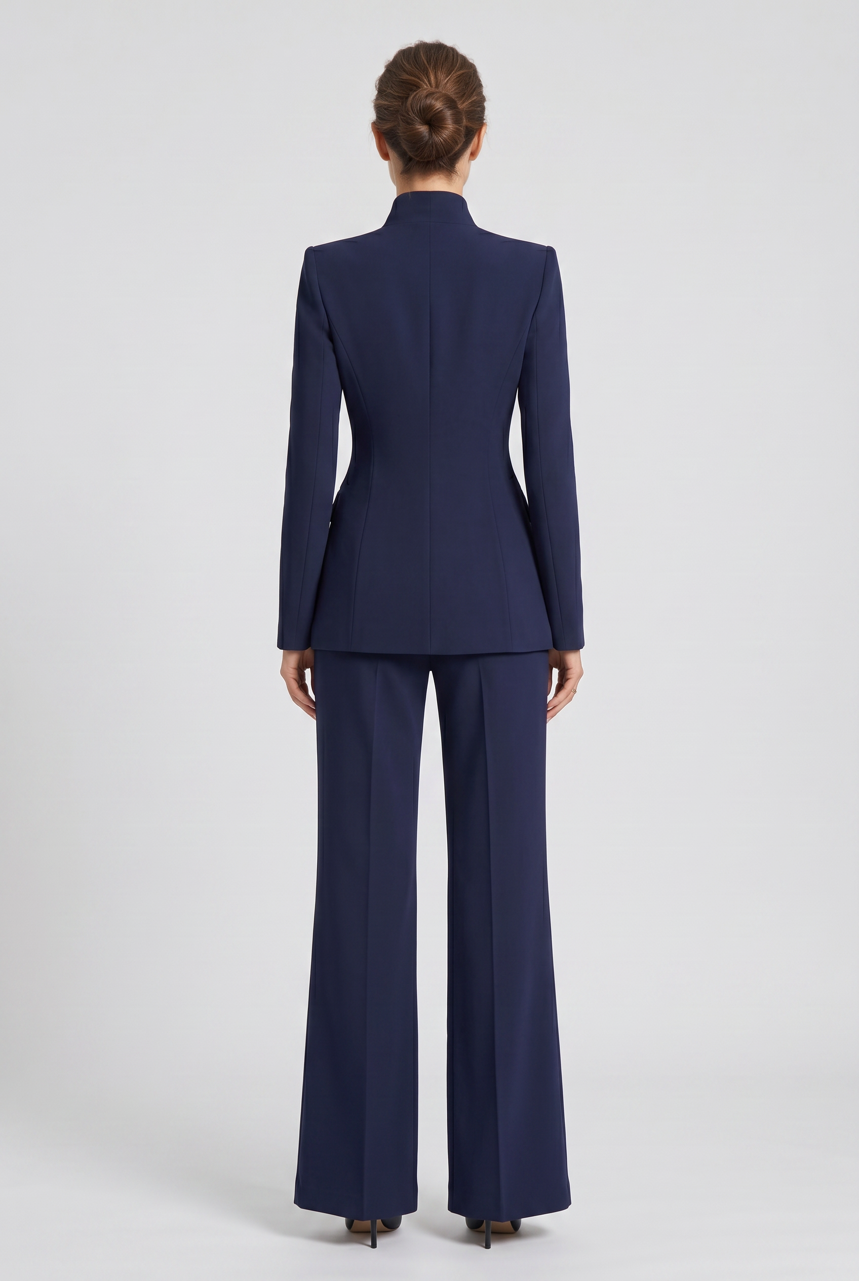 Women's Pant Suit | Single Button High Neck Wide Leg - 2