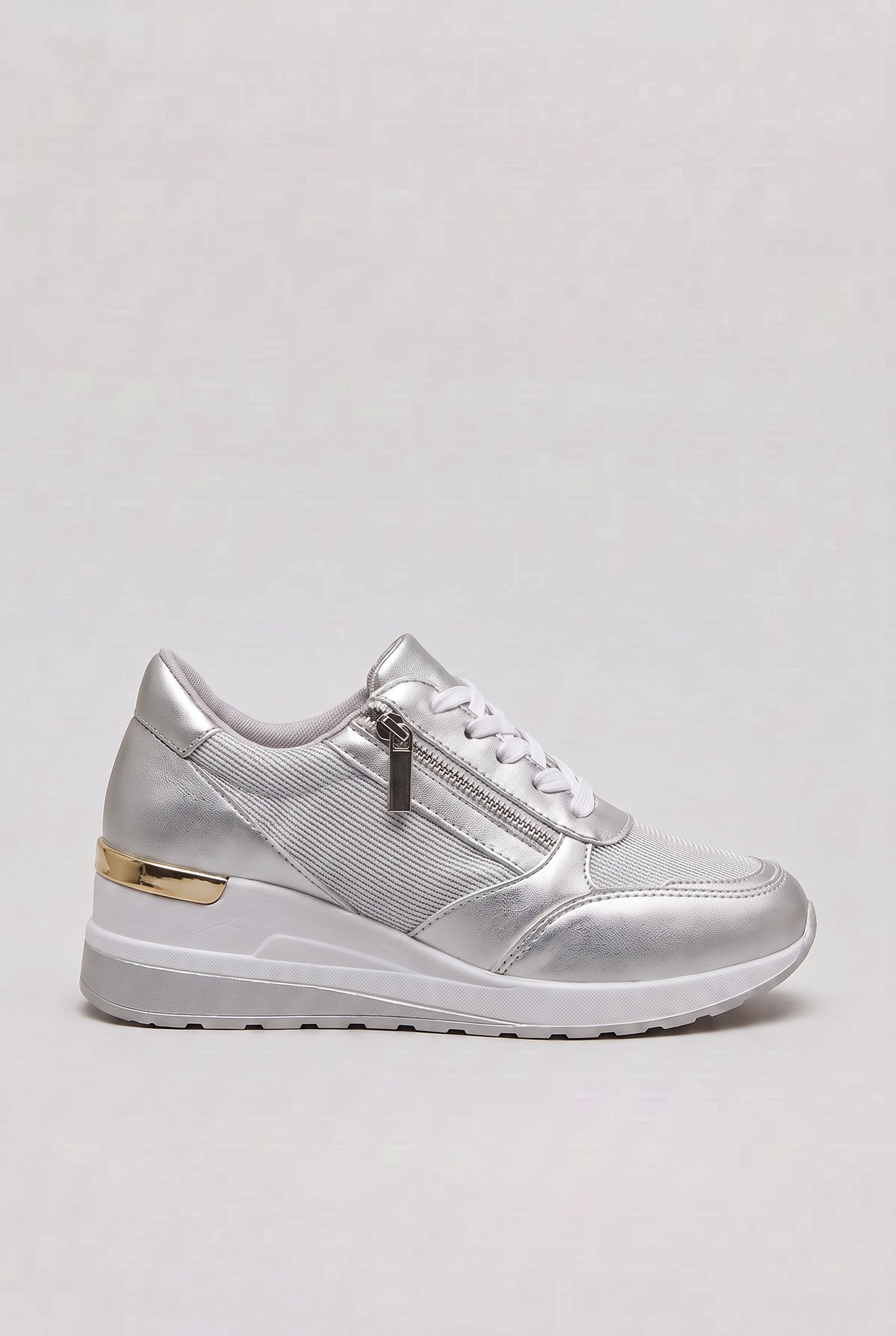 Women's Sneakers | Side Zip with Hidden Wedge Heel - 4