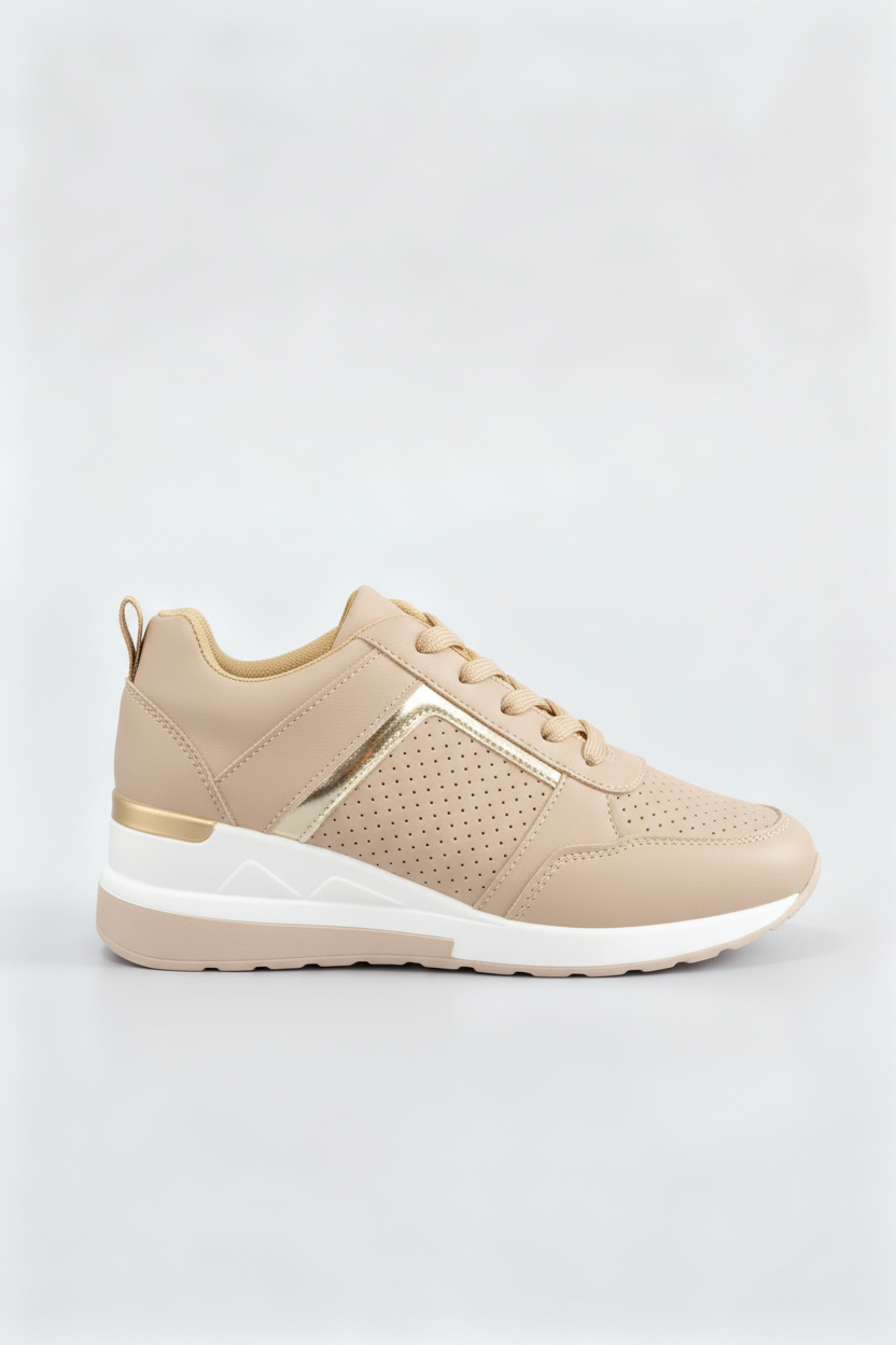 Women's Sneakers | Wedge Sole with Perforated Panel - 1