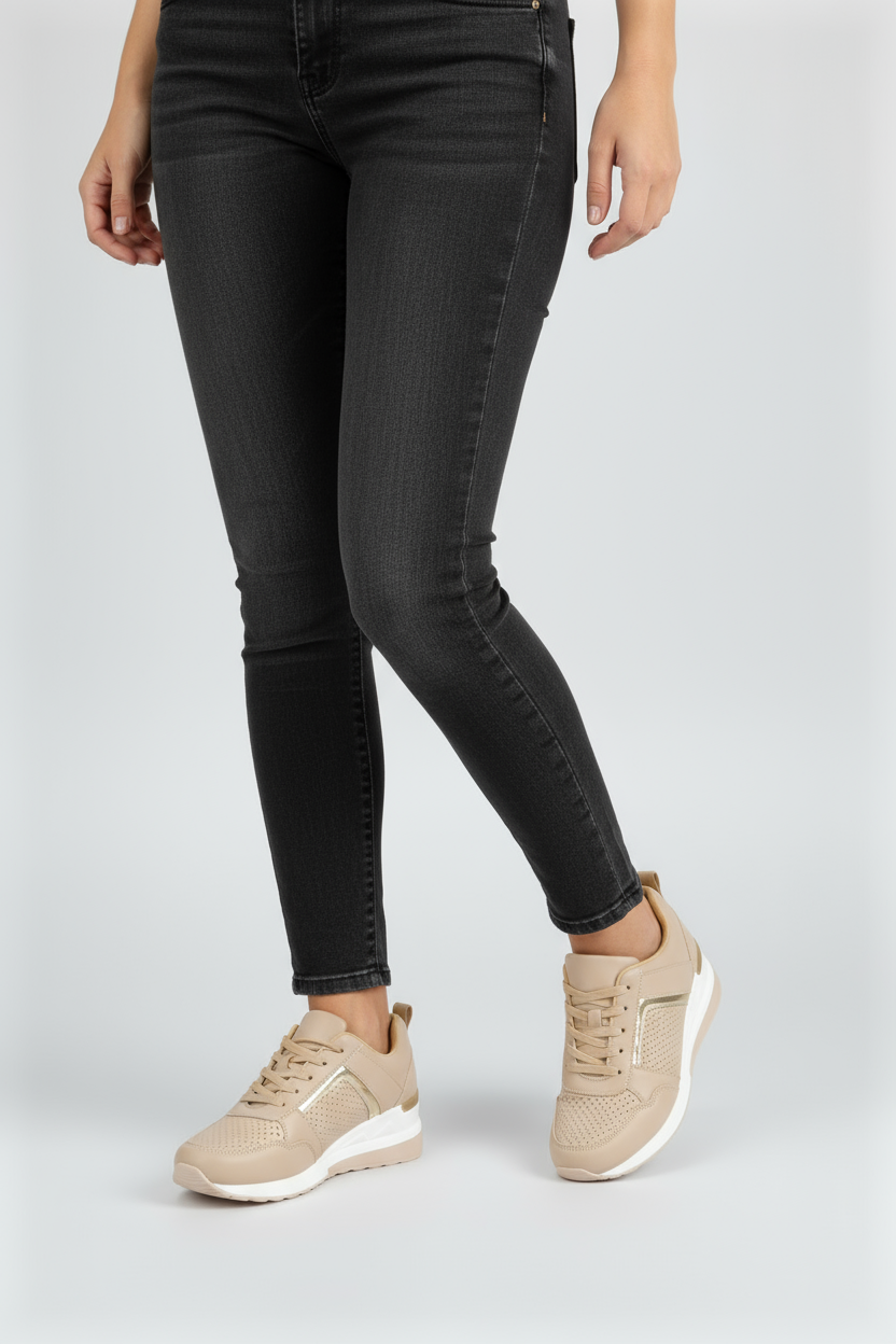 Women's Sneakers | Wedge Sole with Perforated Panel - 2