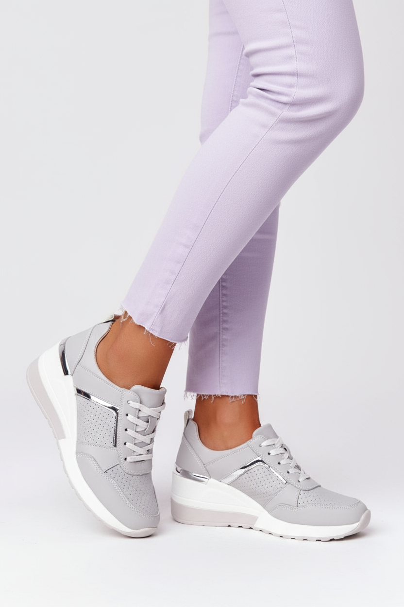 Women's Sneakers | Wedge Sole with Perforated Panel - 4