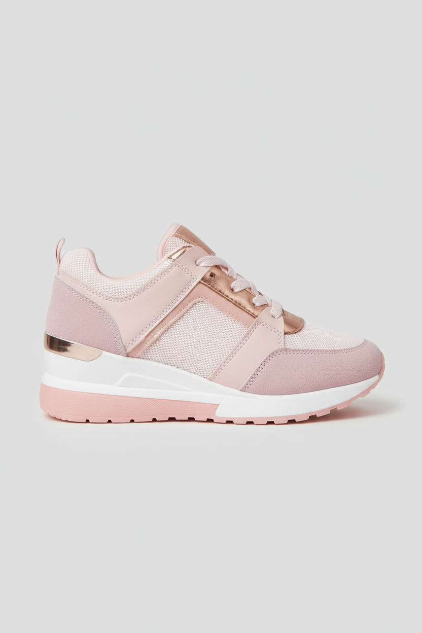 Women's Sneakers | Wedge Sole with Perforated Panel - 5