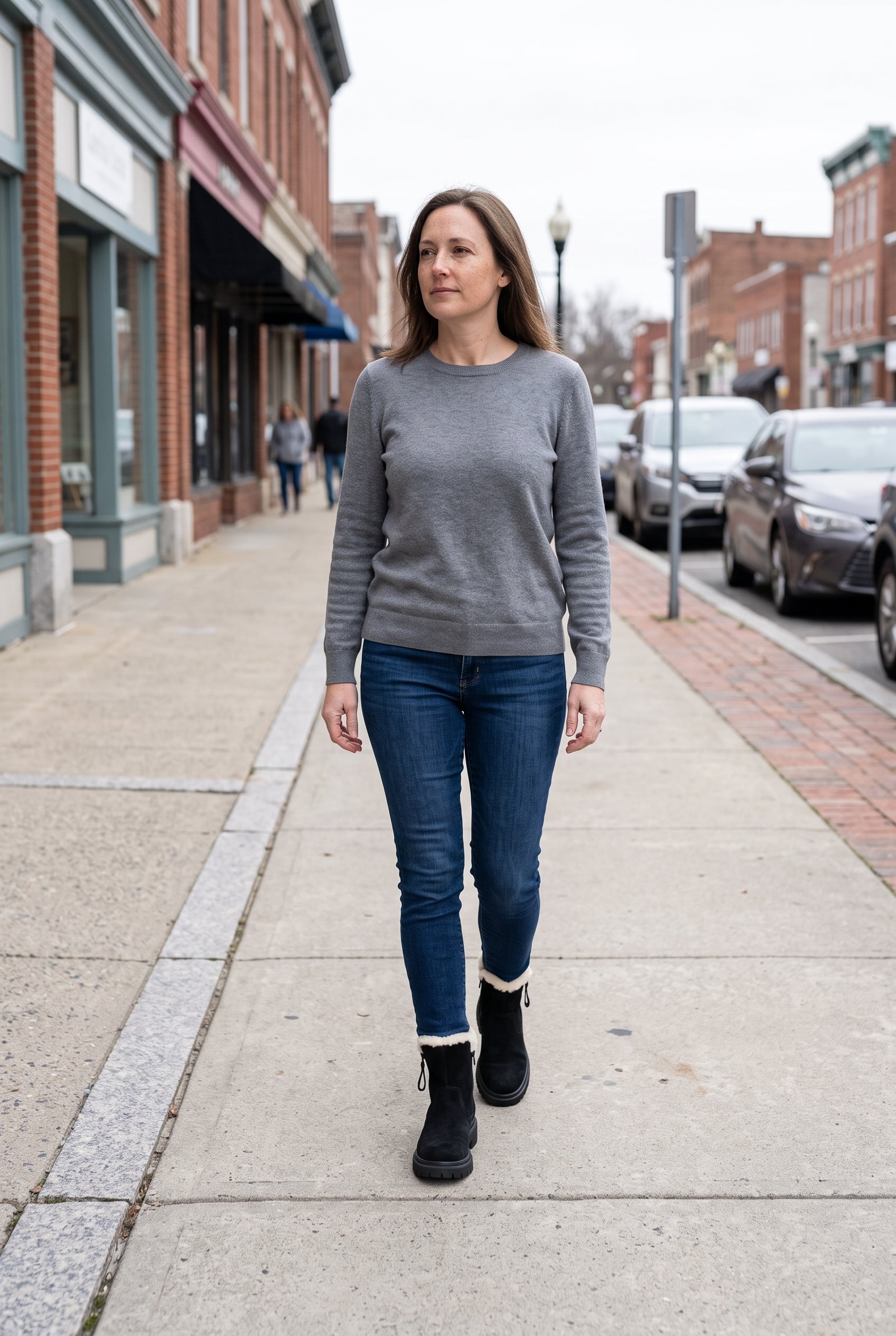 Women's Snow Boots | Side Zip Lug Sole - Black lifestyle