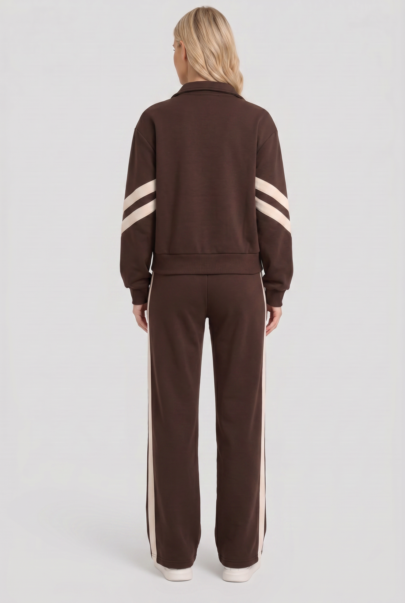 Women's Tracksuit | Zip Front Funnel Neck Wide Leg - 2